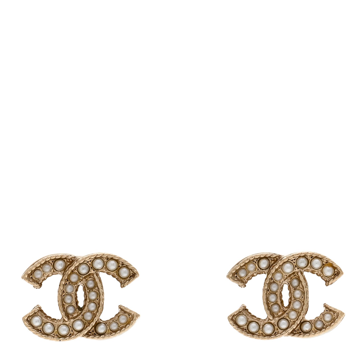 Crystal Pearl CC Earrings Gold
