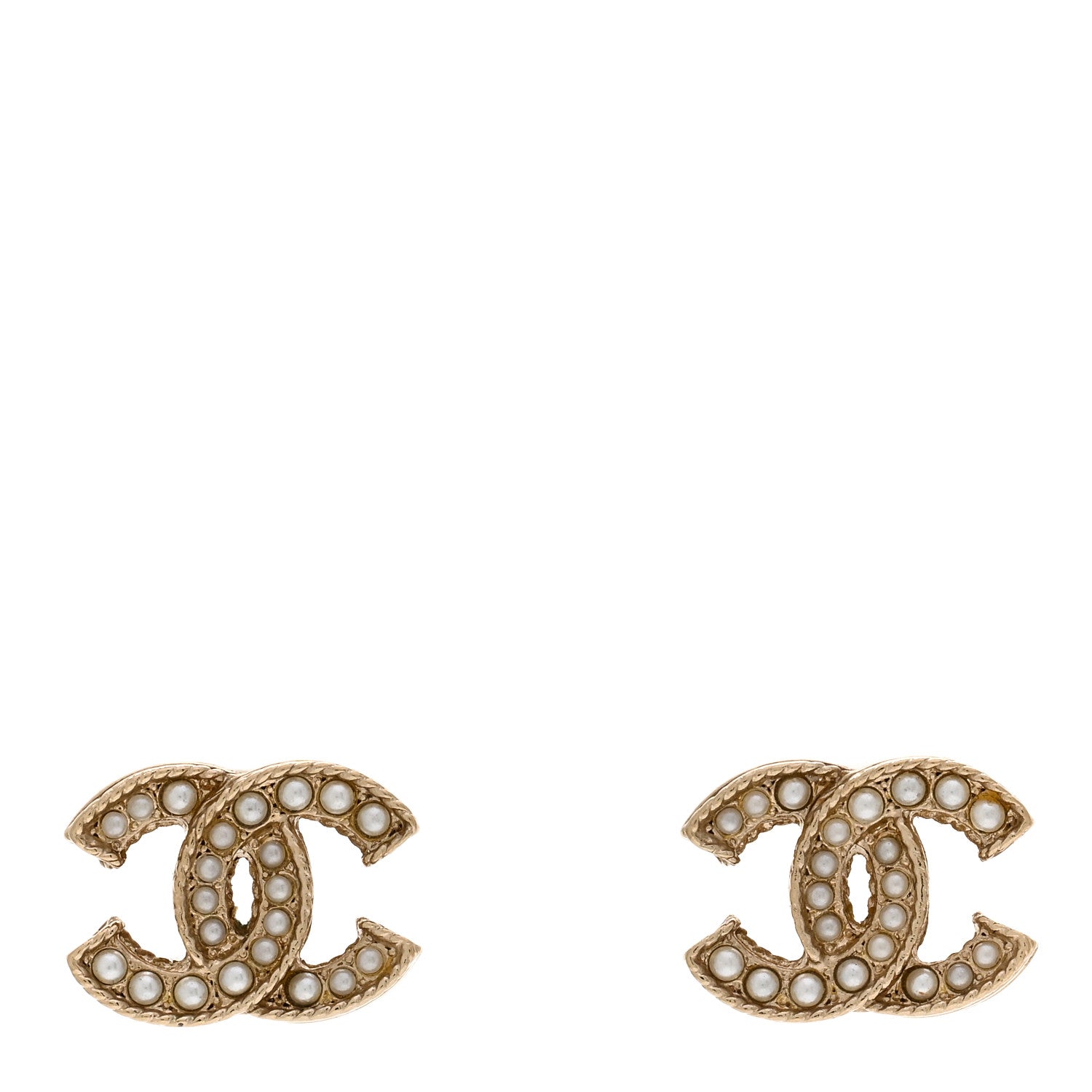 Chanel Crystal Pearl CC Earrings Gold 1 of 6