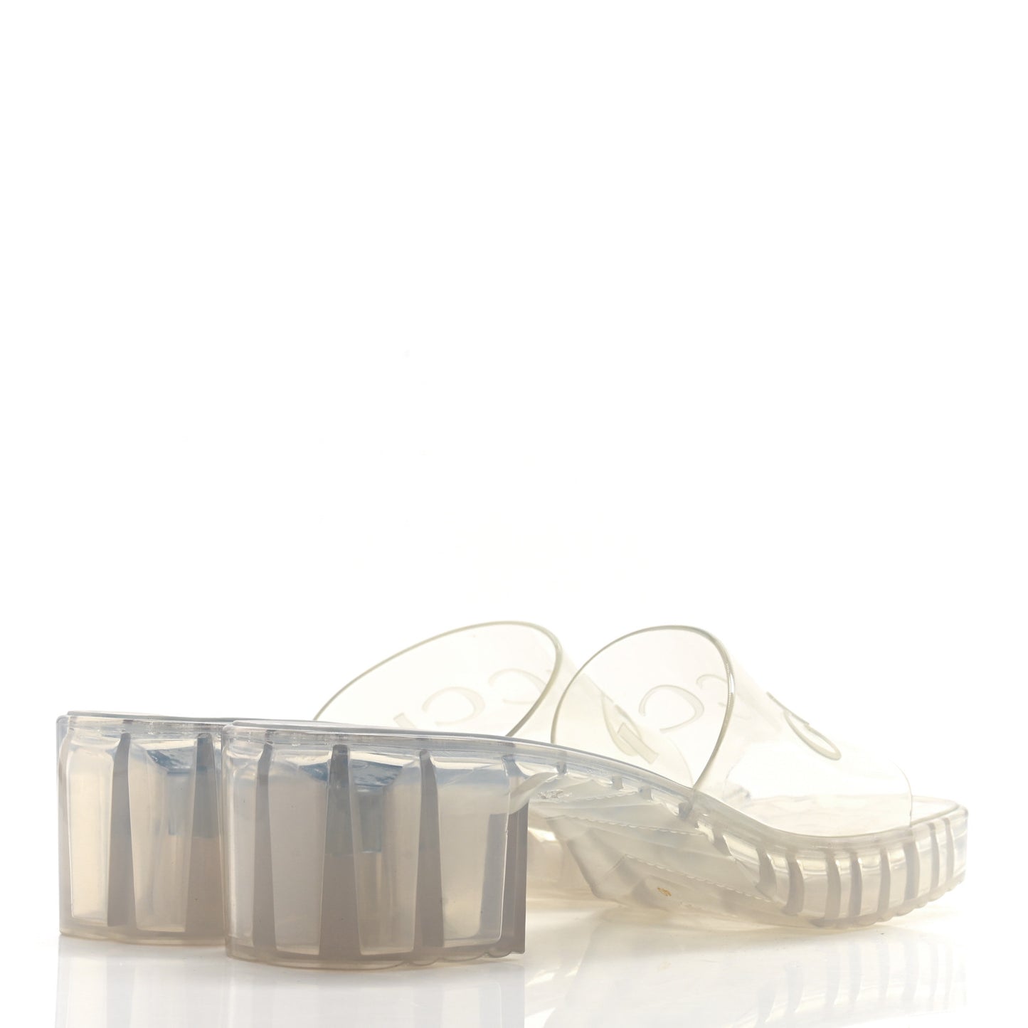 Rubber Gucci Logo Womens Platform 20/60mm Slide Sandals 40 Transparent