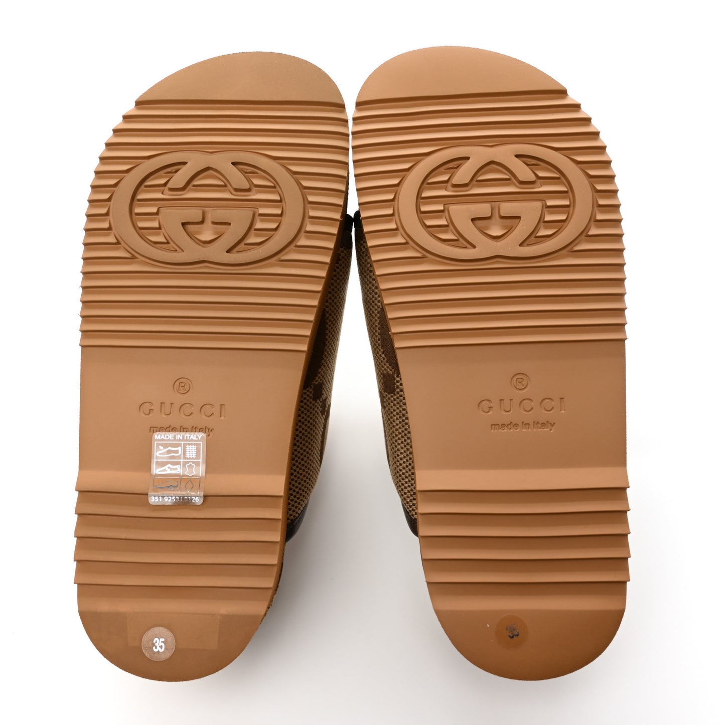 Monogram Jumbo GG Nappa Samoa Platform 40mm Slide Sandals 35 Camel Ebony New Acero