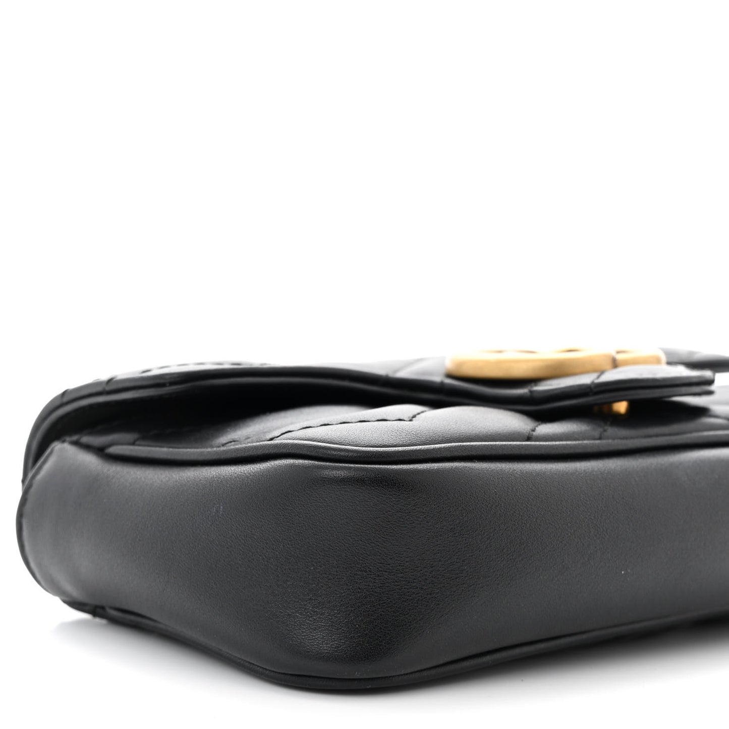 Calfskin Matelasse Super Mini GG Marmont Shoulder Bag Black