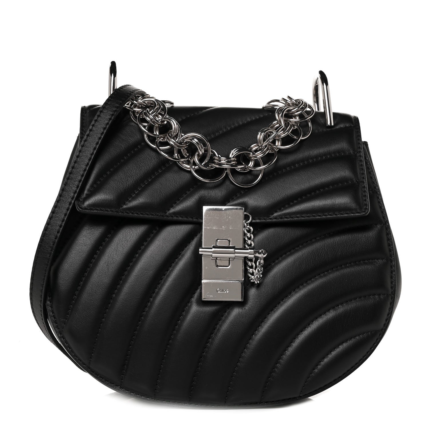 Chloe Calfskin Quilted Mini Drew Bijou Shoulder Bag Black 1 of 7