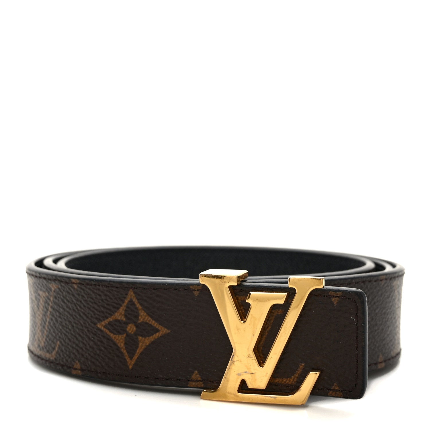 Louis Vuitton Calfskin Monogram 30mm LV Initiales Reversible Belt 95 38 Black 1 of 4
