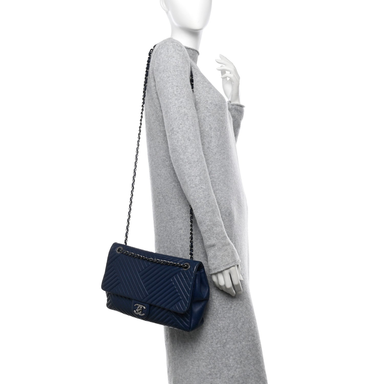 Chanel Lambskin Quilted Large CC Crossing Flap Navy 2 of 11