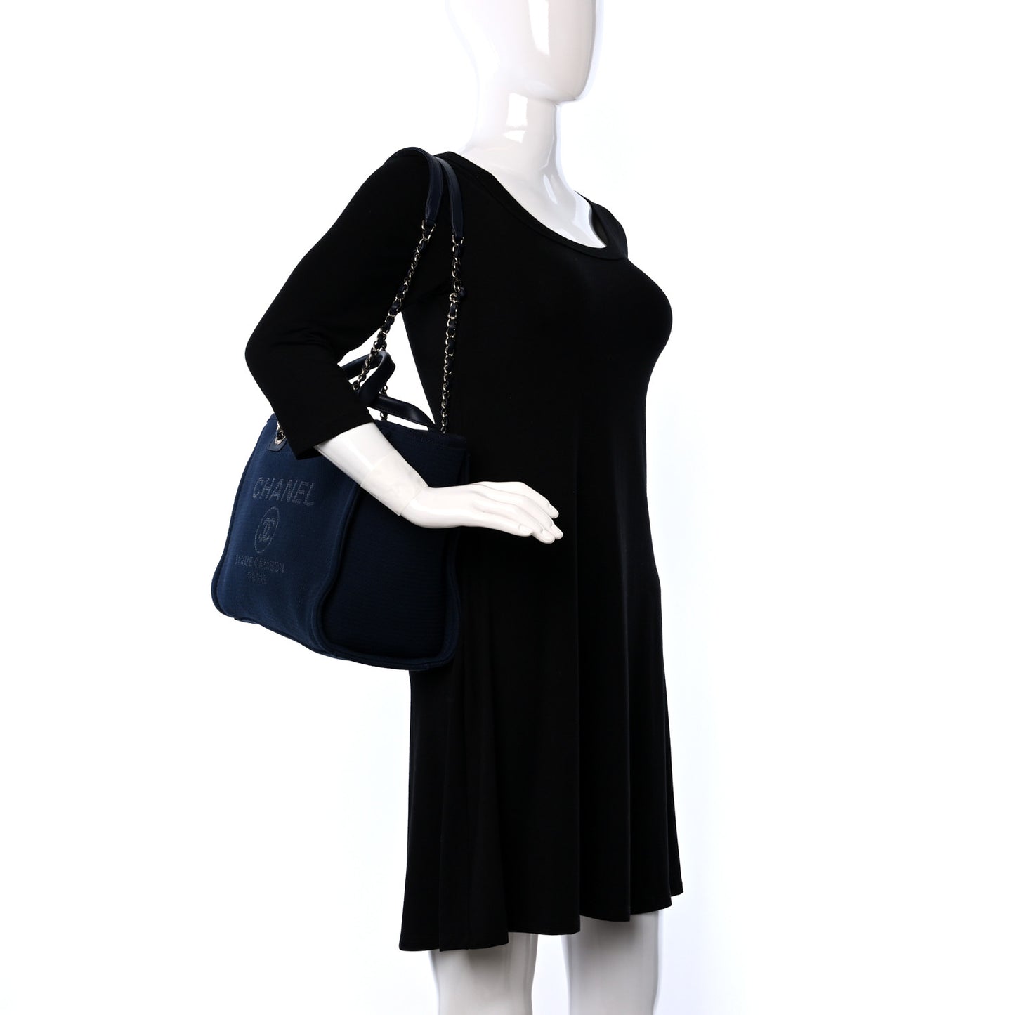 Mixed Fibers Small Deauville Tote Navy Blue