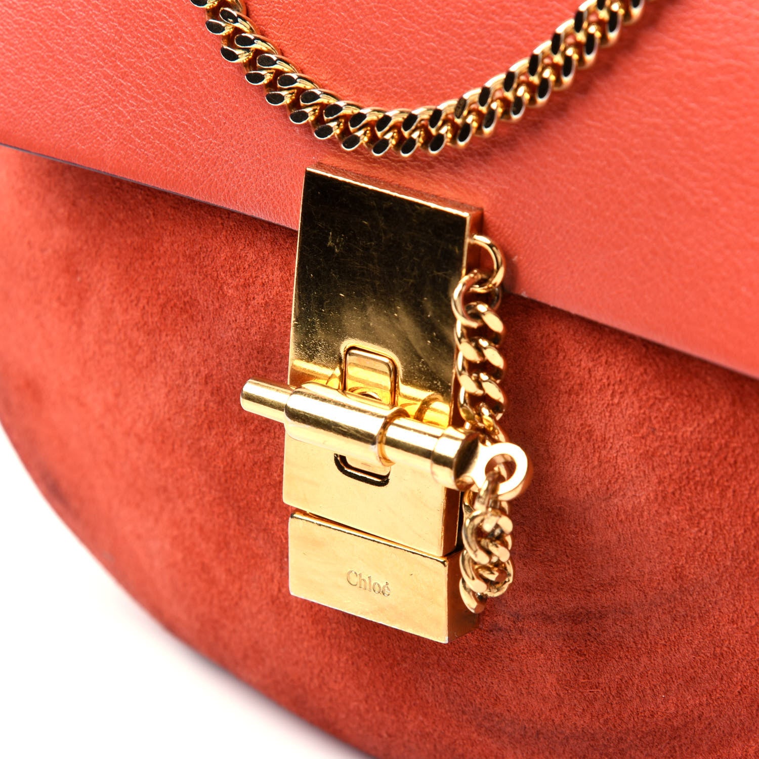 Chloe Lambskin Suede Calfskin Mini Drew Shoulder Bag Poppy 10 of 13