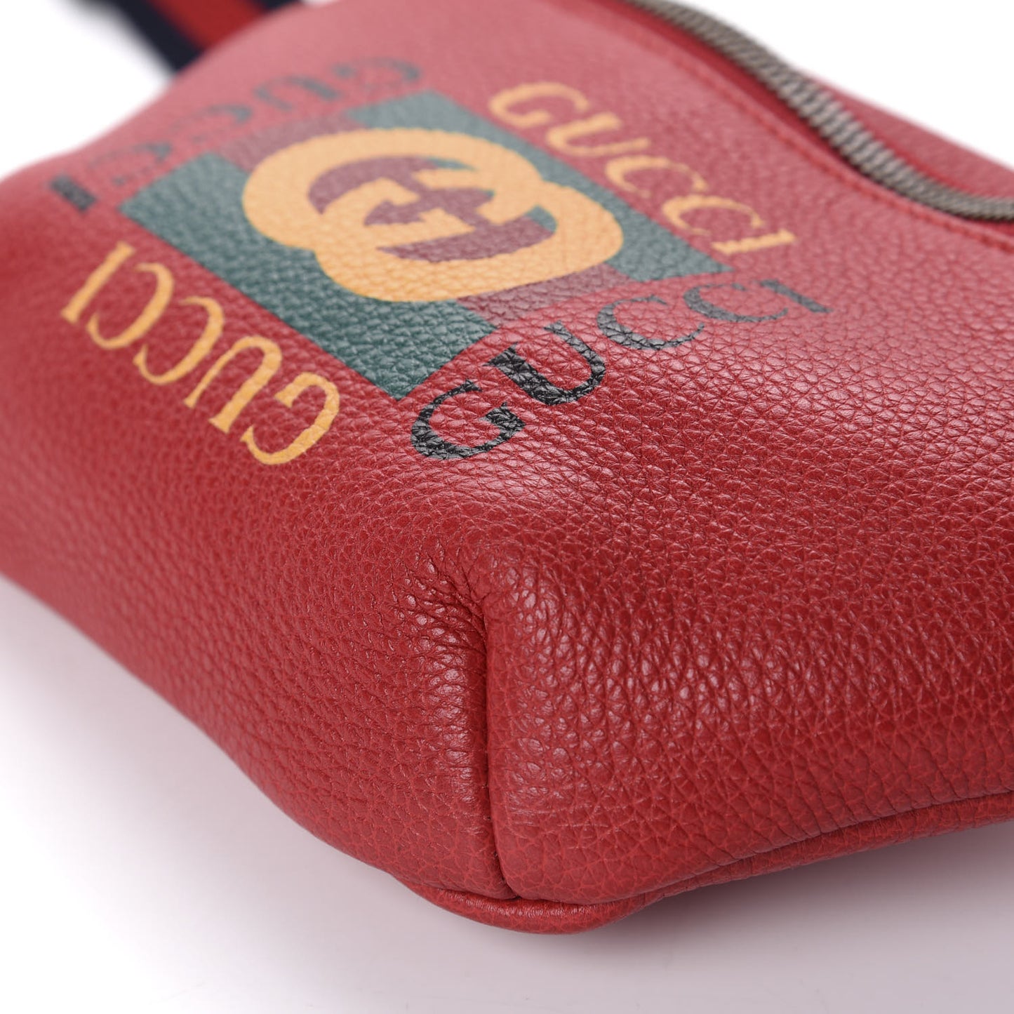 Grained Calfskin Small Logo Belt Bag Hibiscus Red