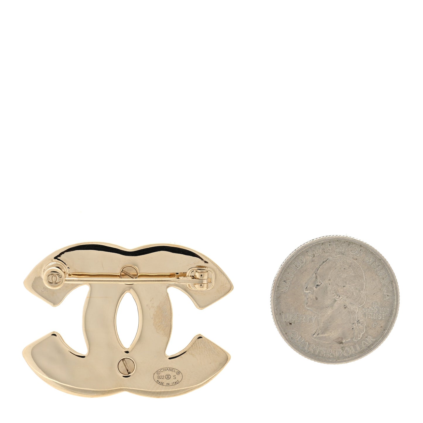 Metal Crystal CC Brooch Gold Silver