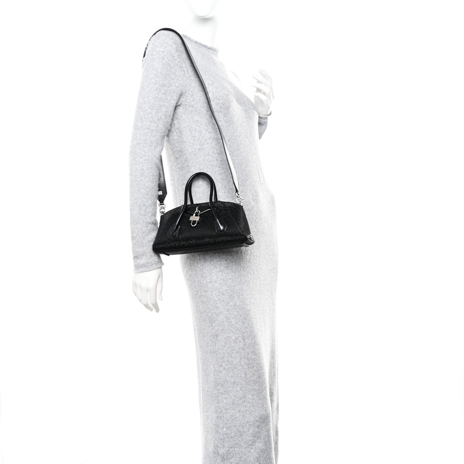 Givenchy Lambskin Satin Strass Mini Antigona Stretch Black 2 of 9