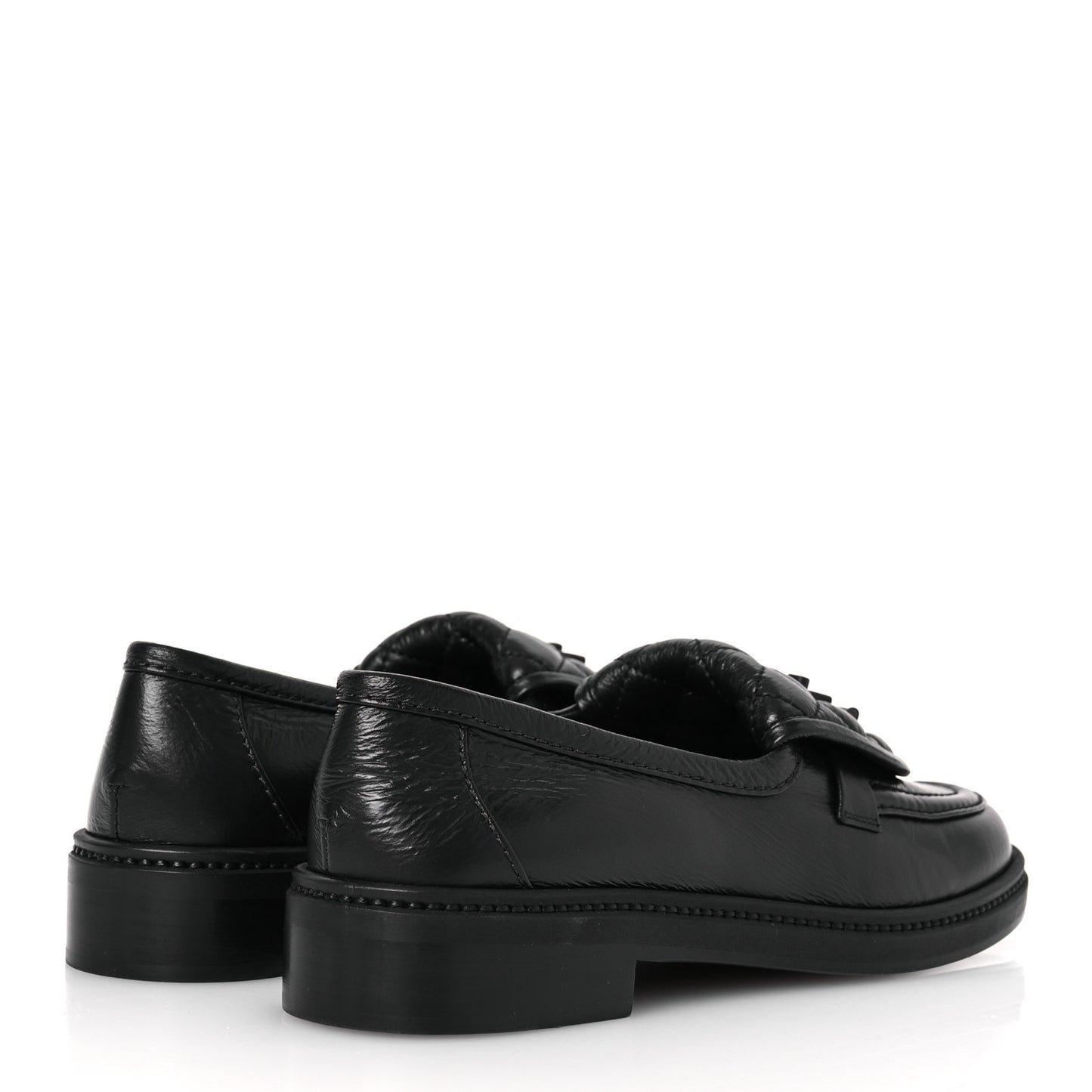 Crumpled Lambskin Quilted CC Turnlock Loafers 37 Black