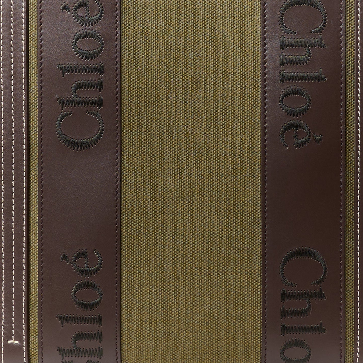 Linen Calfskin Medium Woody Tote Warm Green