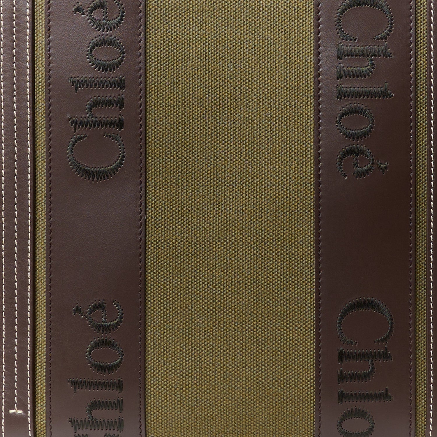 Chloe Linen Calfskin Medium Woody Tote Warm Green 9 of 14