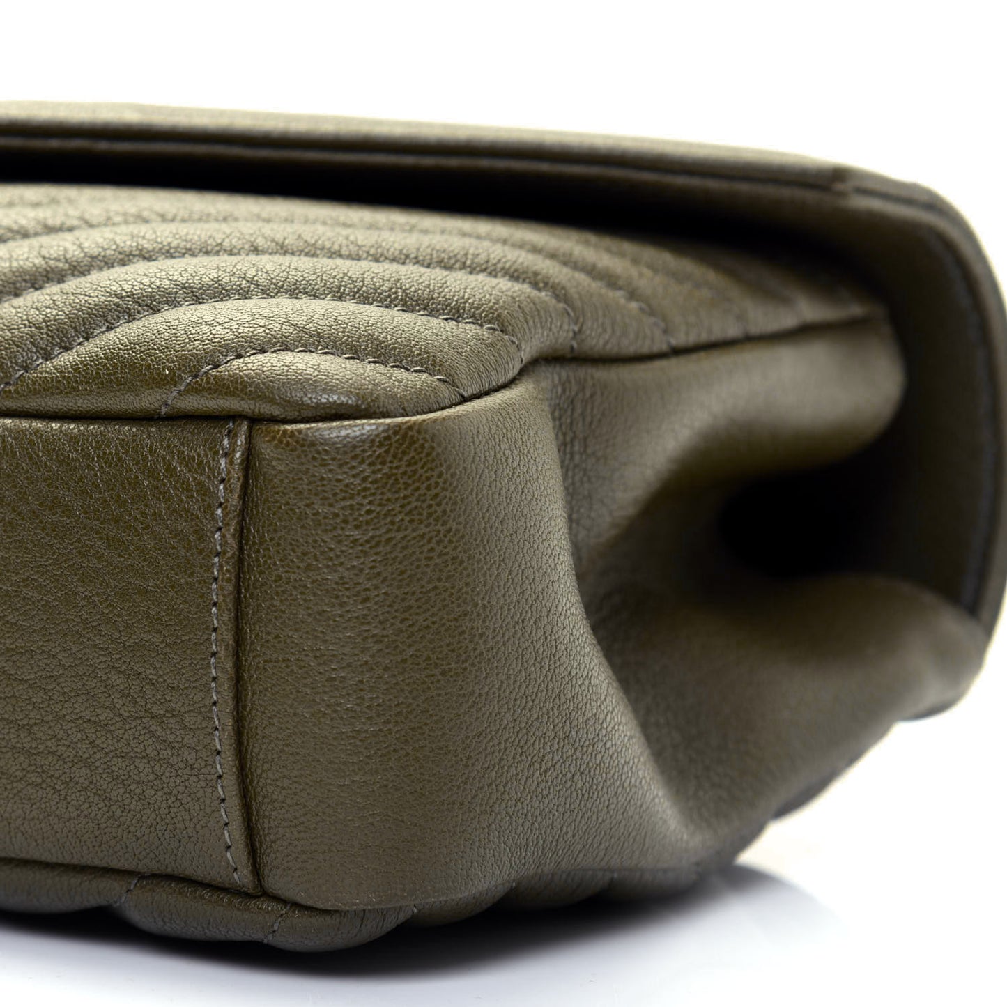 Sheepskin Matelasse Chevron Monogram Medium College Bag Military Olive