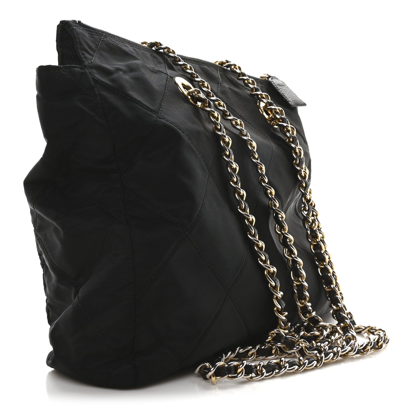 Nylon Tessuto Quilted Shoulder Bag Black