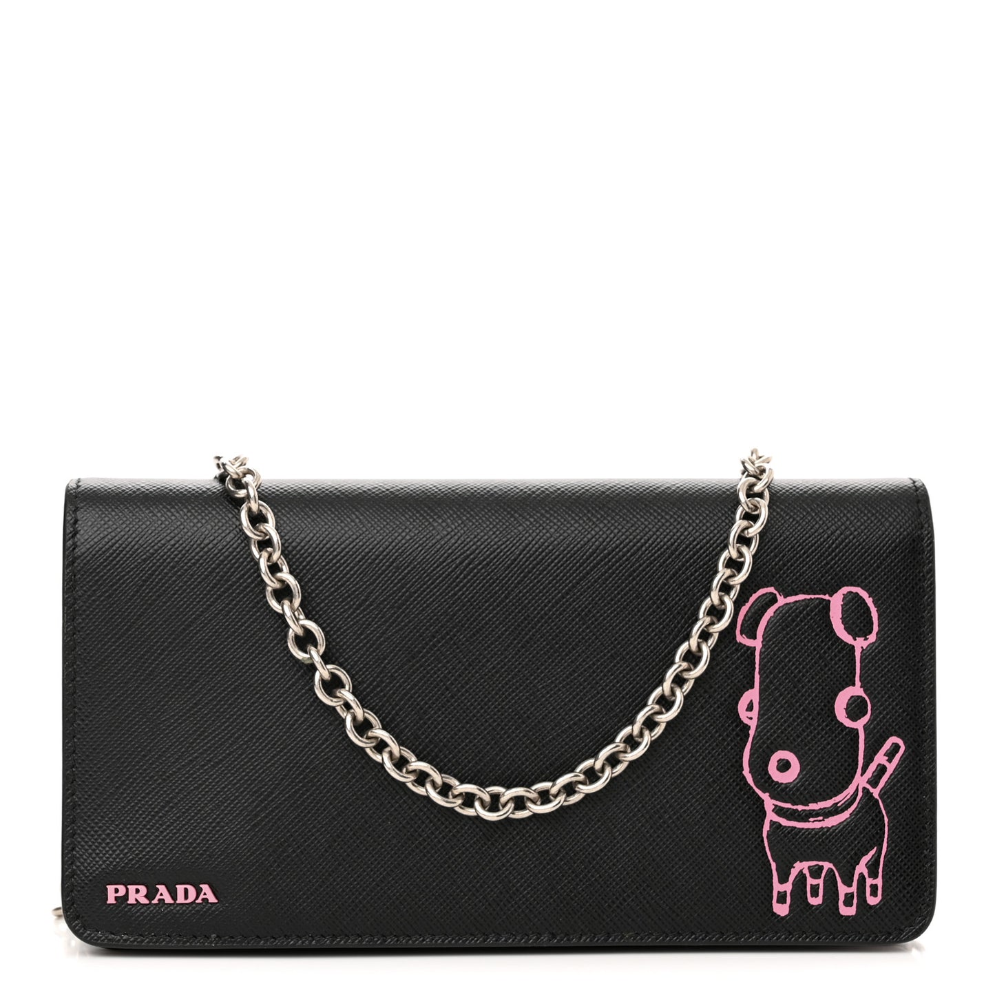 Saffiano Pradamalia Mini Chain Bag Black Begonia