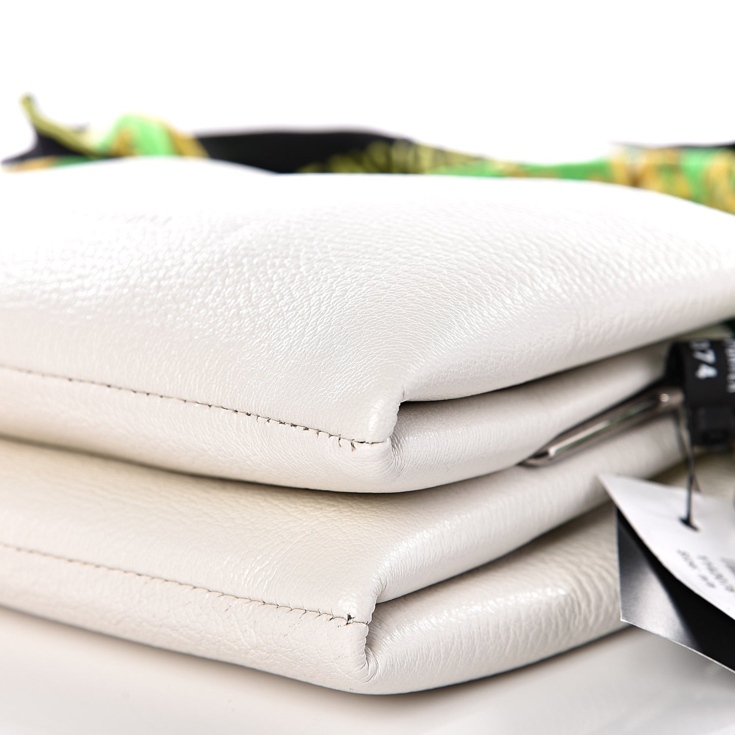 Goatskin XS Flap Scarf Top Handle Bag White