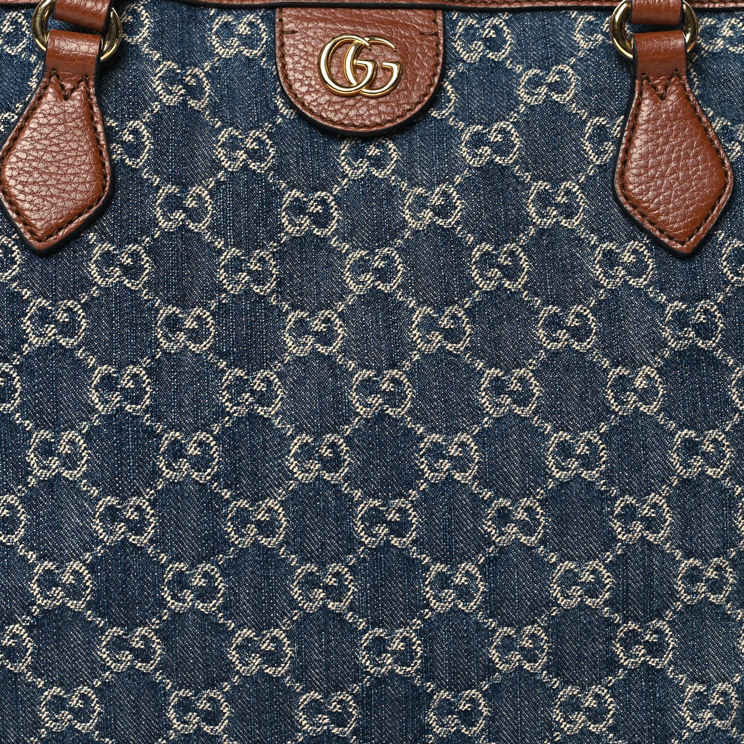 Gucci New Denim GG Monogram Medium Ophidia Shopping Tote Blue Tea Cuir 8 of 13