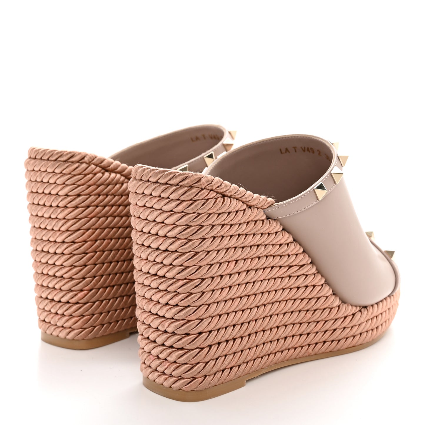 Calfskin Rockstud Wedge Mule 38 Poudre