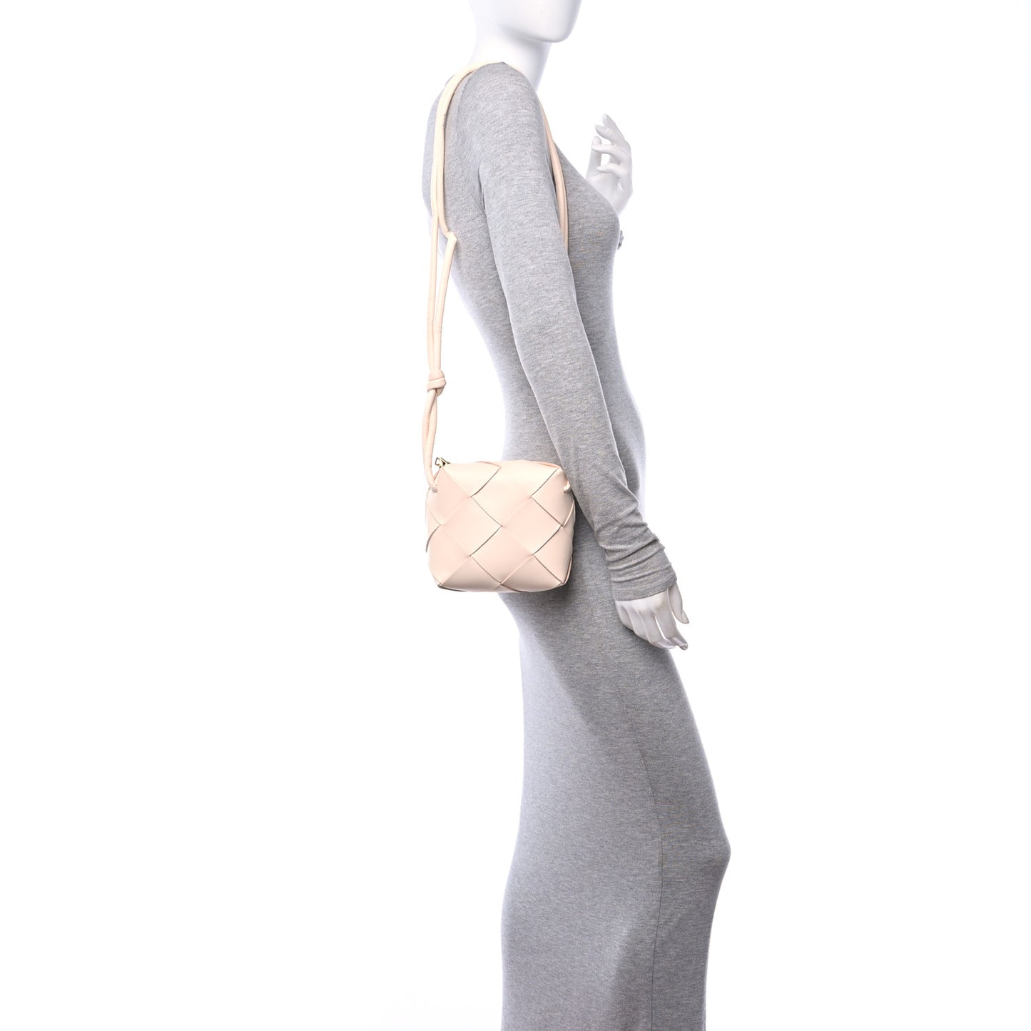 Lambskin Maxi Intrecciato Mini Cassette Camera Bag Macaroon