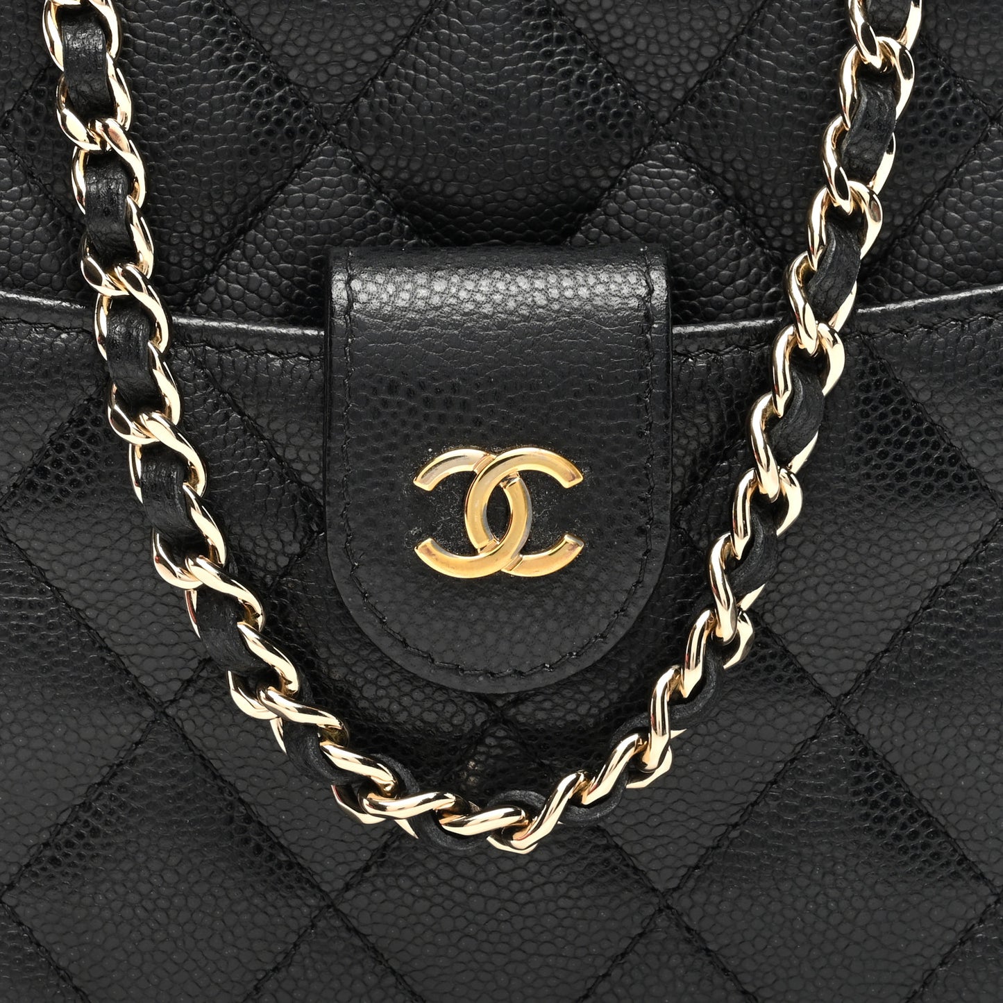 Caviar Quilted Chain Camera Bag Black