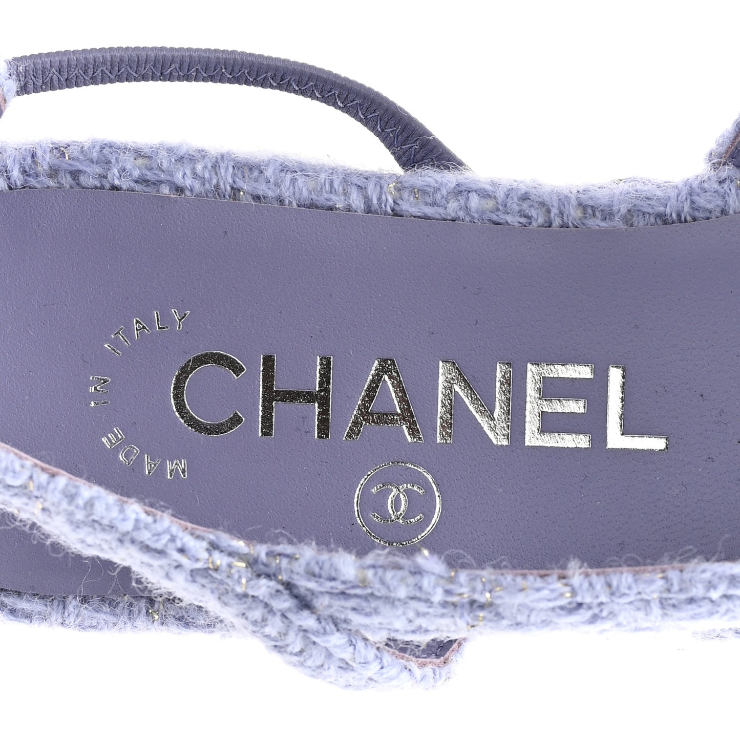 Tweed Cap Toe CC Slingback Flat 35.5 Lilac Black