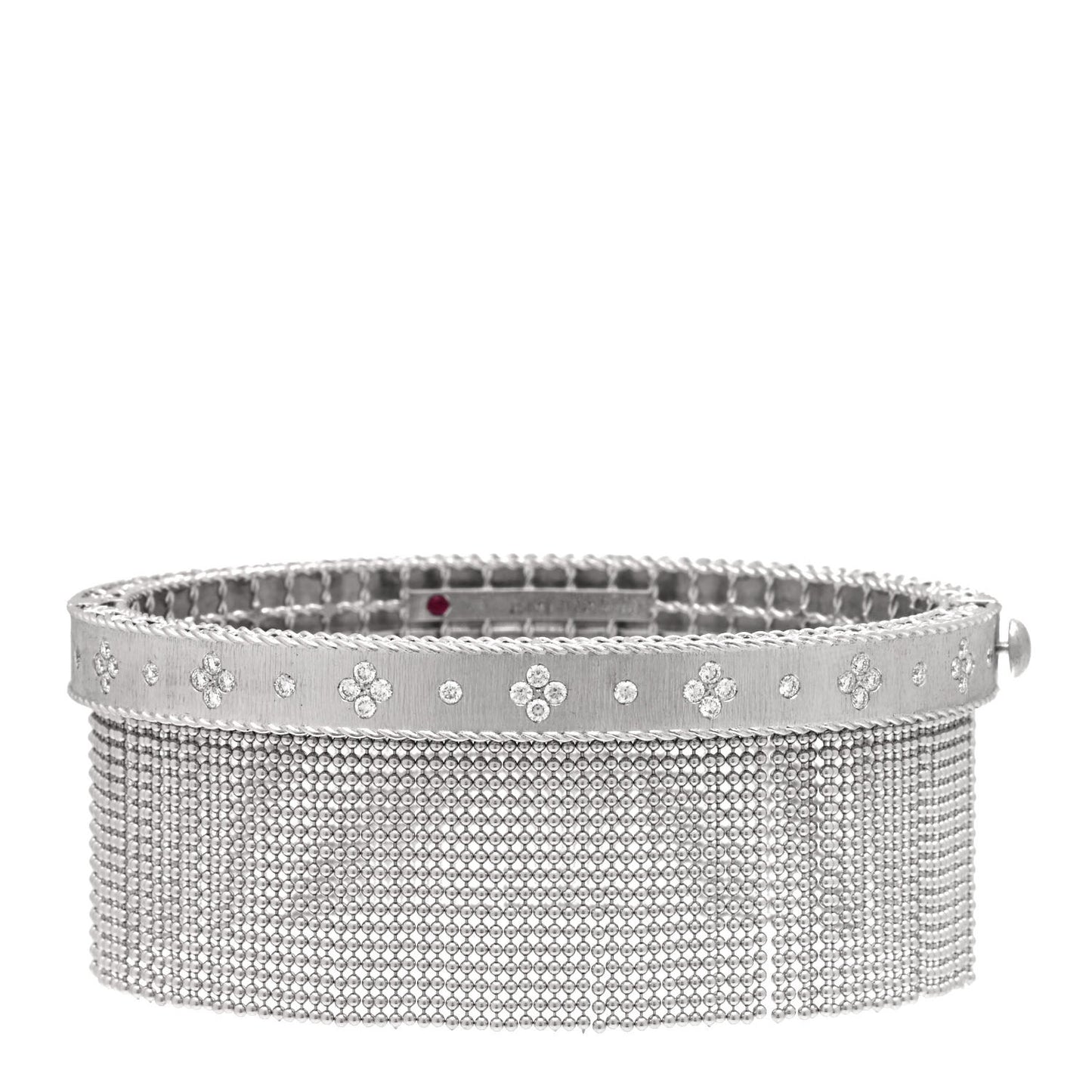 18K White Gold Diamond Princess Tassel Bangle Bracelet