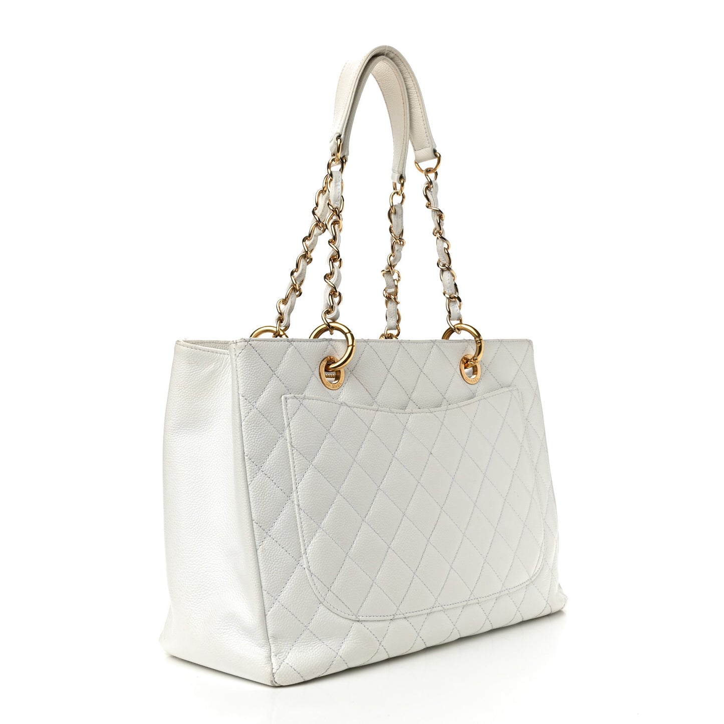 Caviar Quilted Grand Shopping Tote GST White