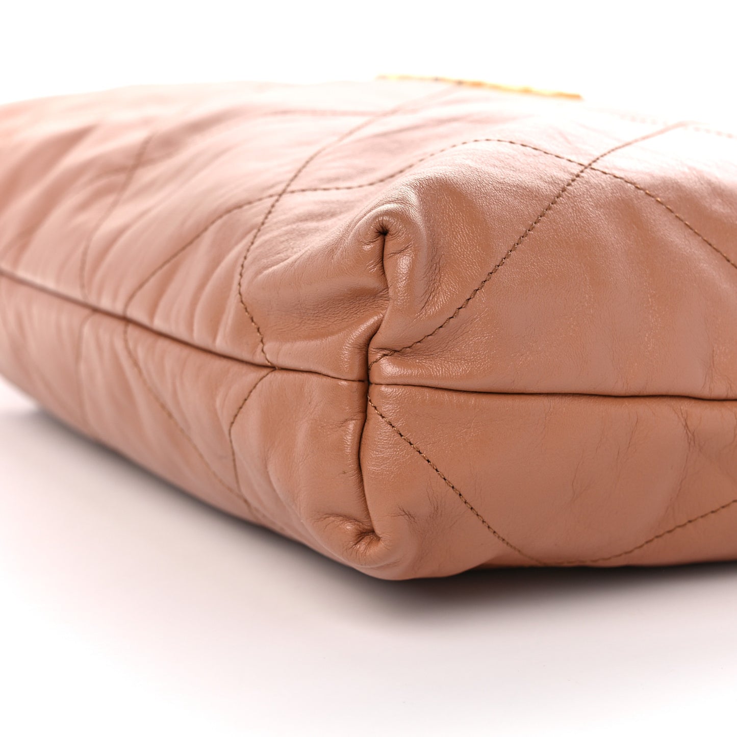 Shiny Calfskin Quilted Small Chanel 22 Camel