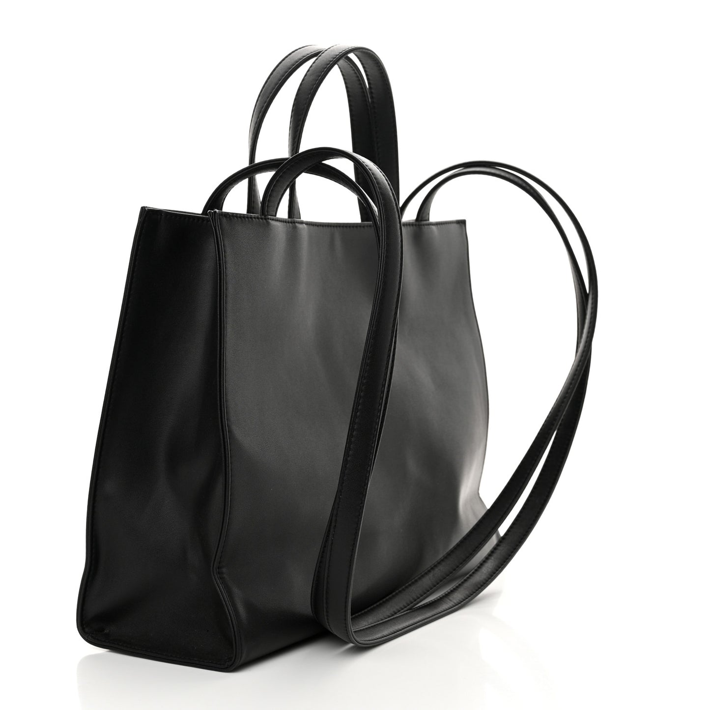 Vegan Leather Medium Shopping Bag Black