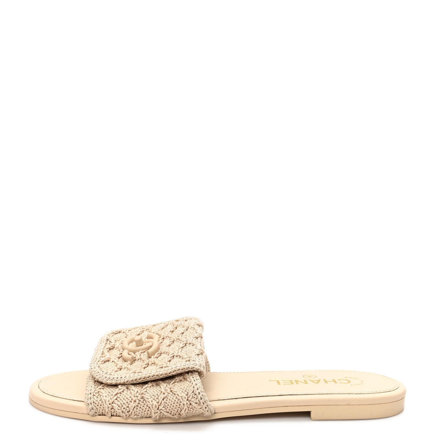 Chanel Crochet CC Mules Sandals 38.5 Beige 1904974 – FASHIONPHILE