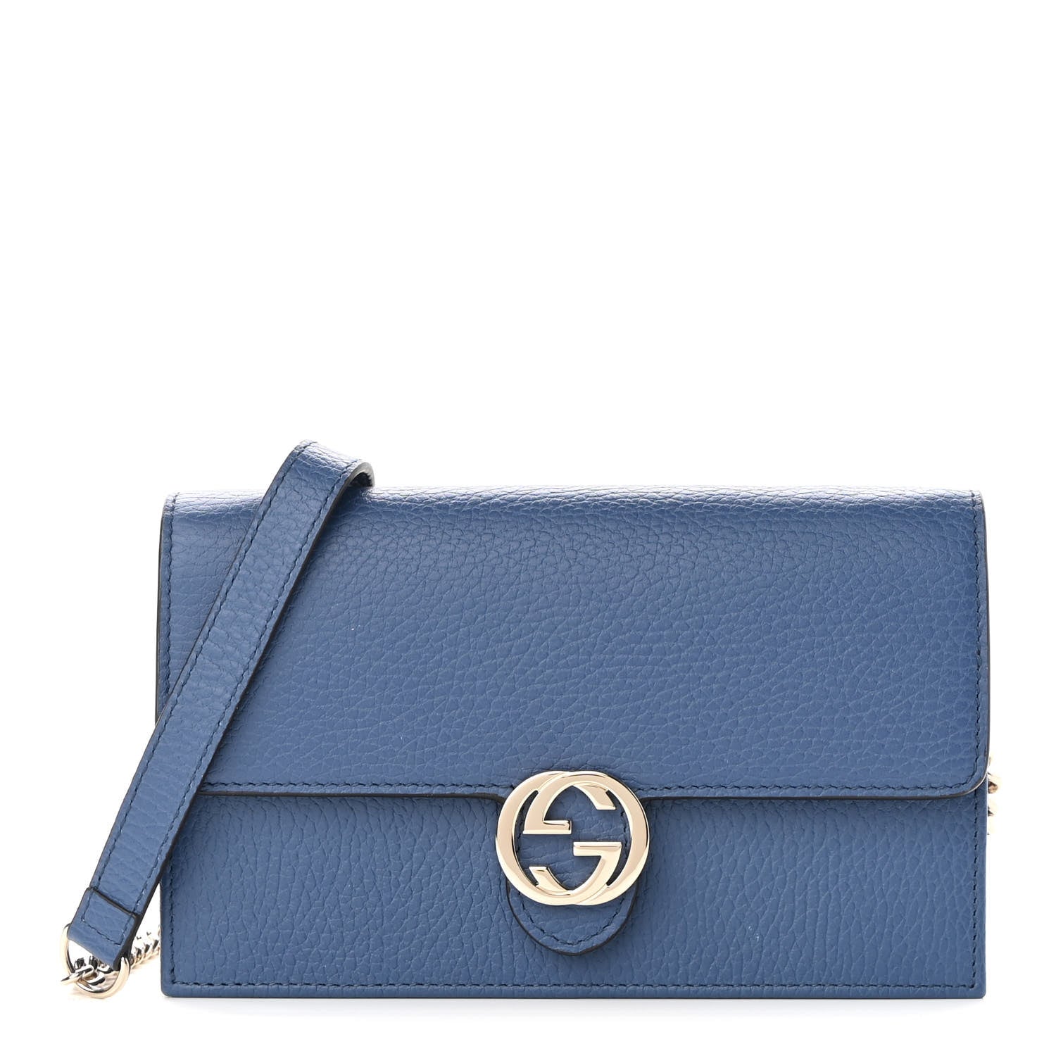 Gucci Dollar Calfskin Interlocking G Chain Wallet Caspian 1 of 9