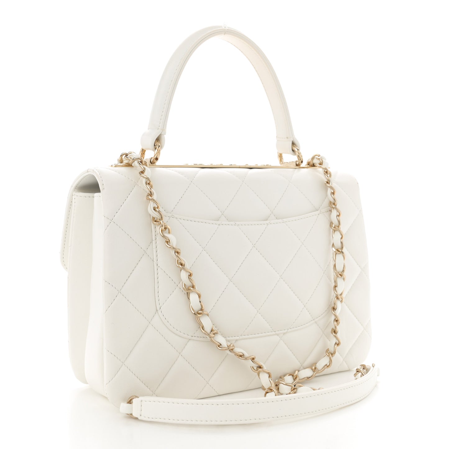 Lambskin Quilted Small Trendy CC Dual Handle Flap Bag White