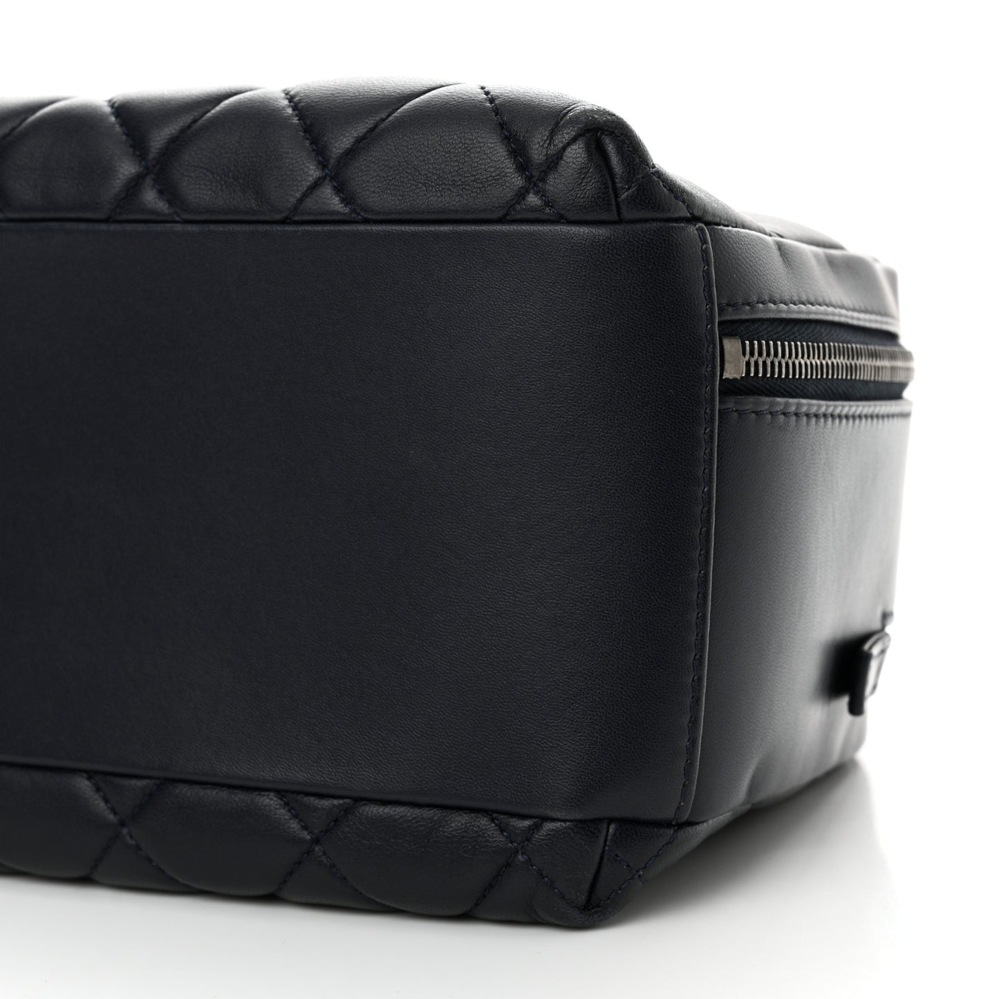 Lambskin Quilted Medium Trendy CC Bowling Bag Navy