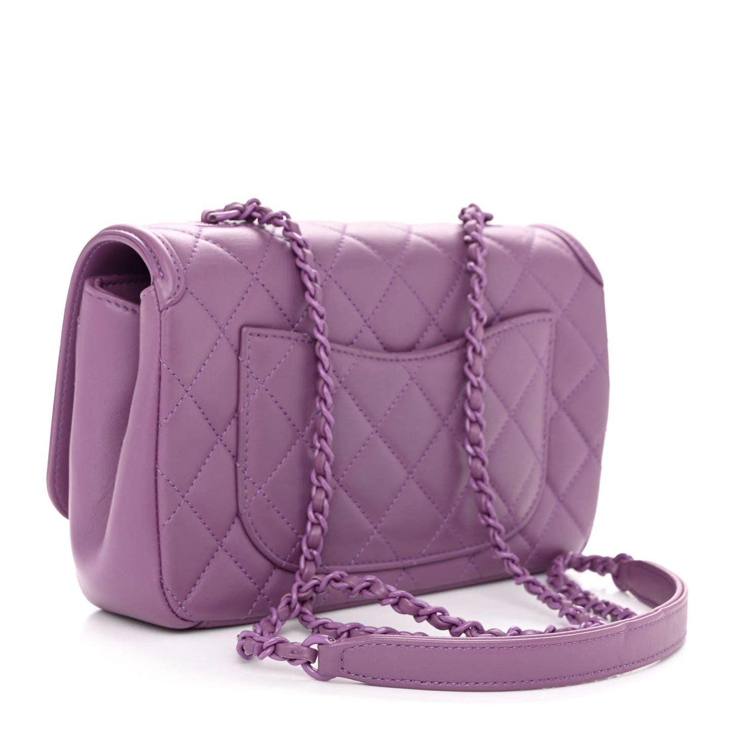 Lambskin Quilted Small CC Filigree Flap Purple