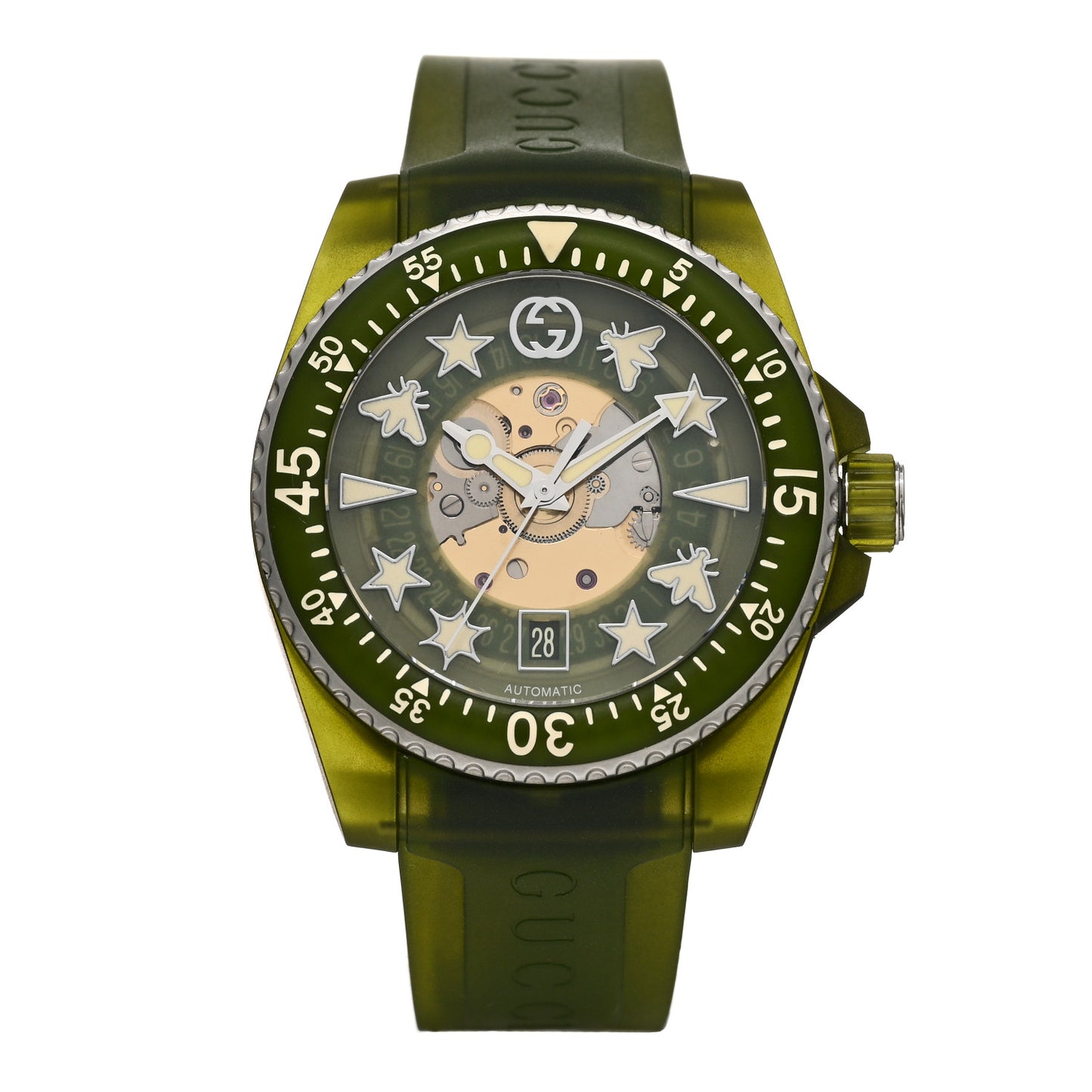 Stainless Steel Rubber 40mm Dive Quartz Watch Green