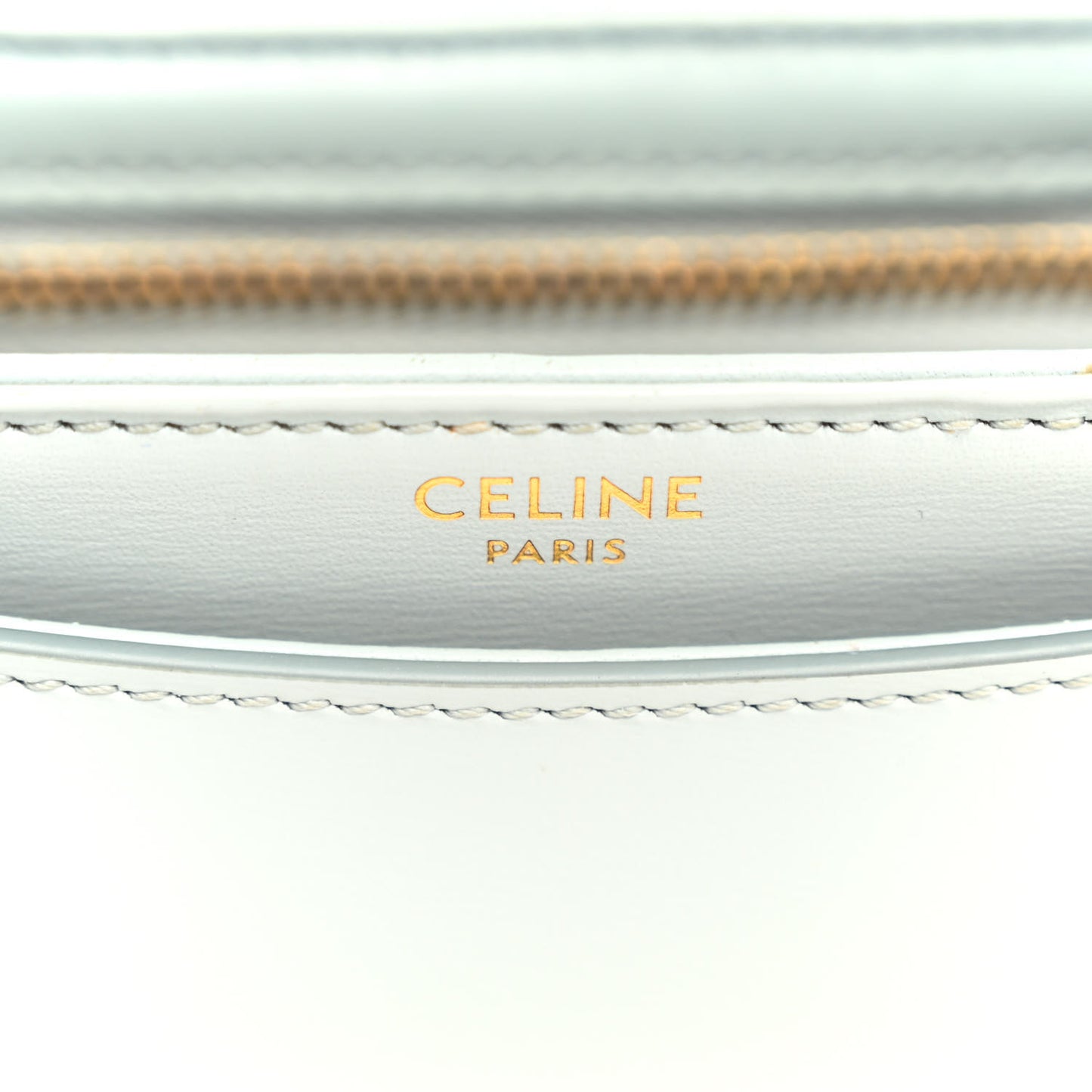 Shiny Calfskin Besace Clea Triomphe Blue Gray