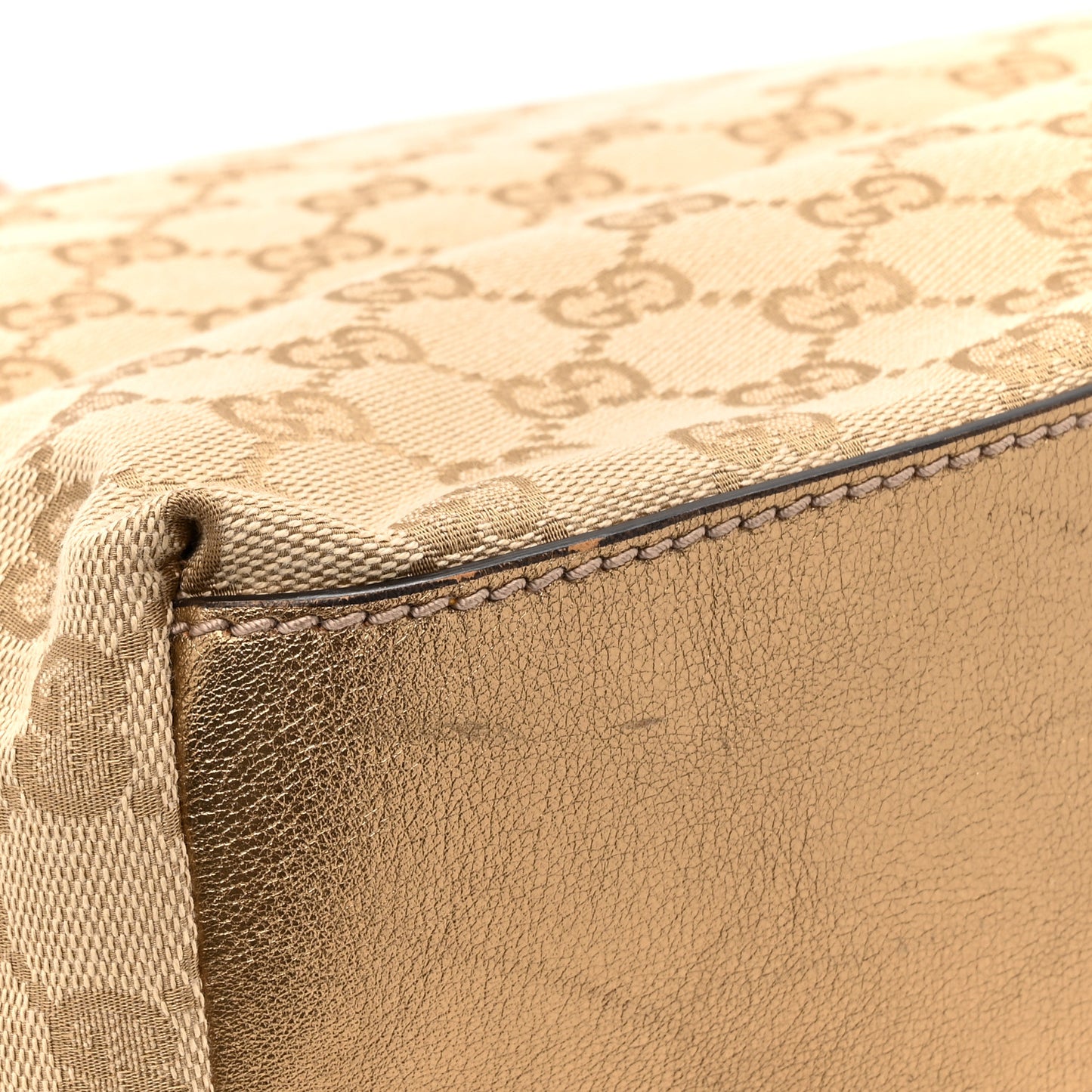GG Monogram Large Web Handle Bucket Tote Gold