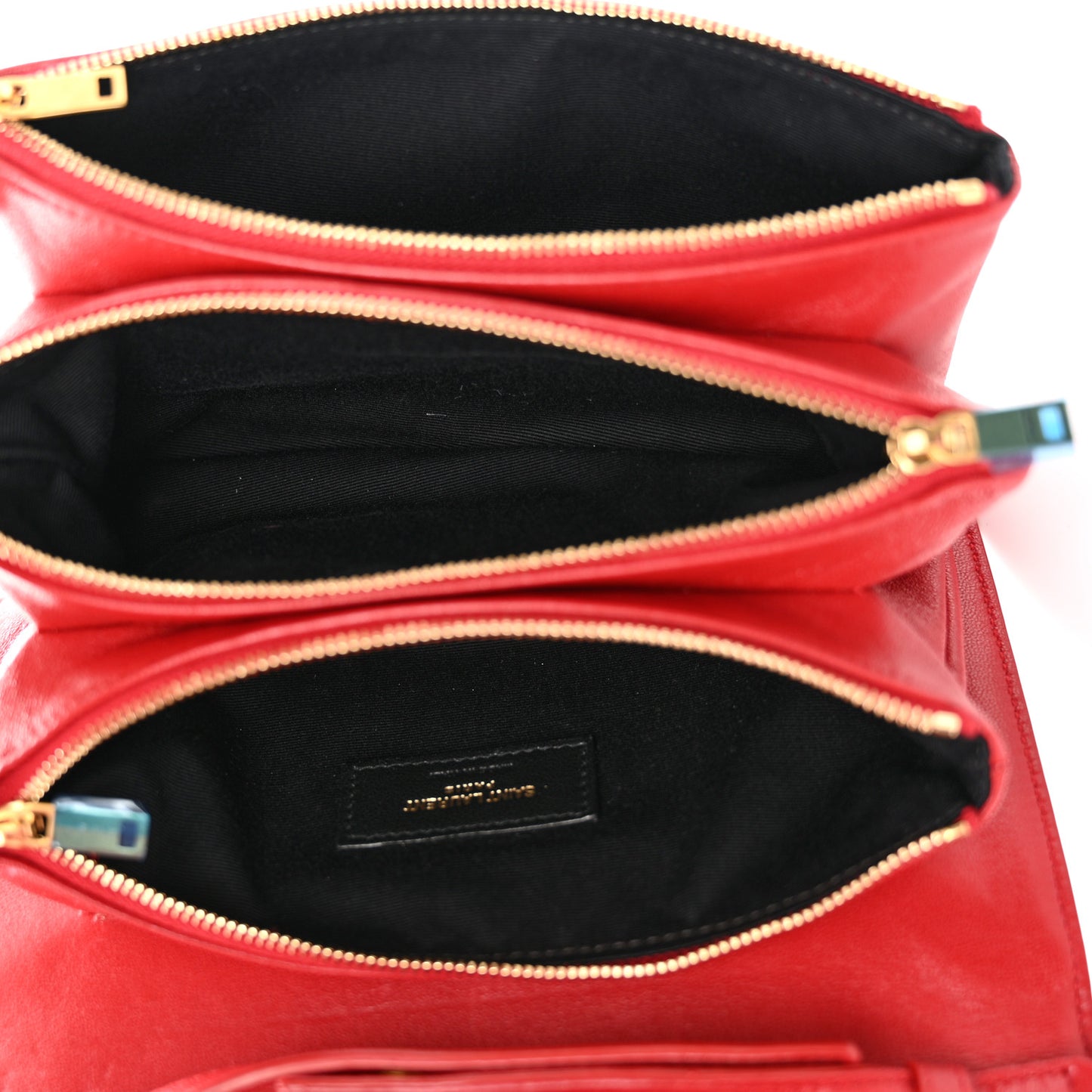 Lambskin Diamond Quilted Monogram Angie Chain Bag Red