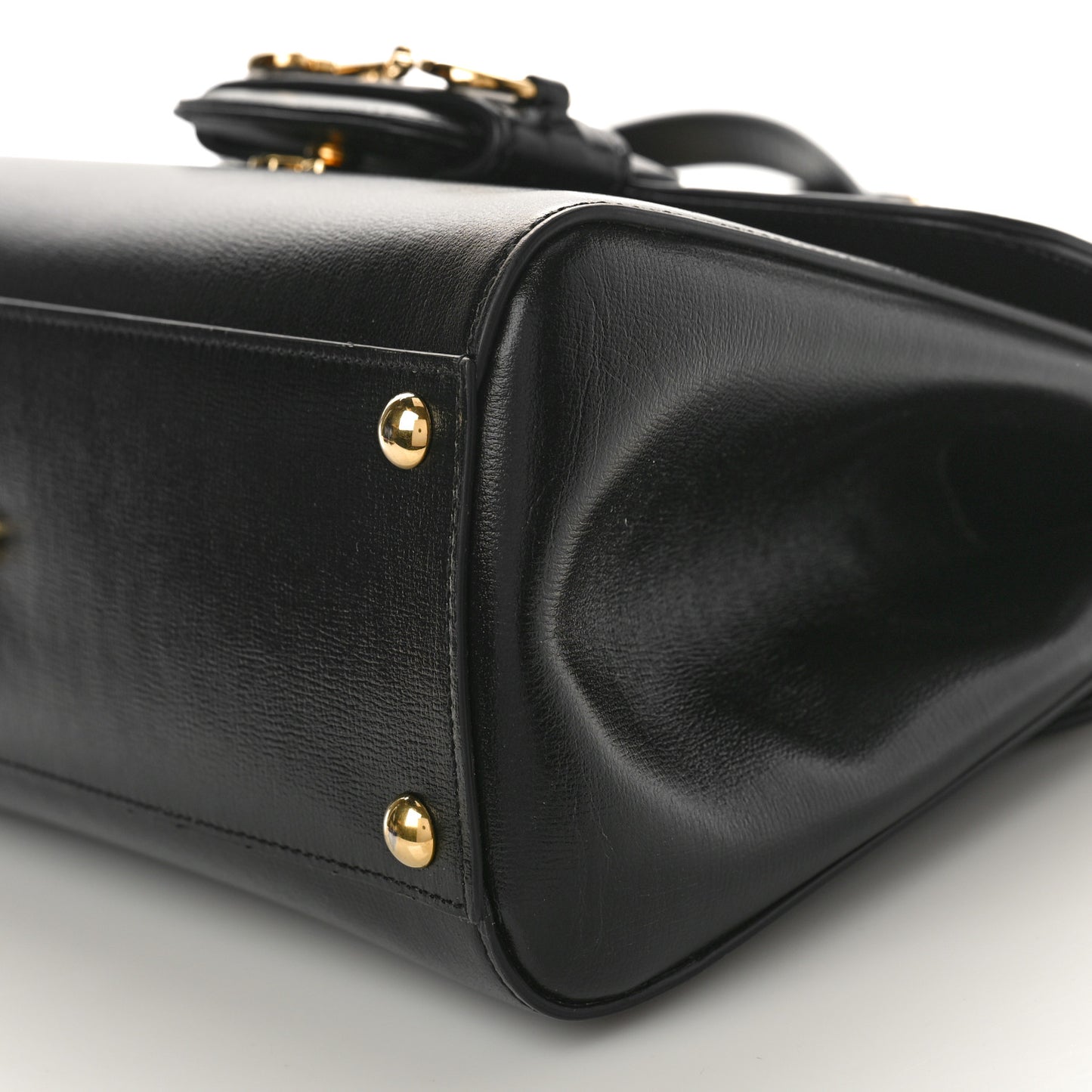 Textured Calfskin Medium Horsebit 1955 Top Handle Bag Black