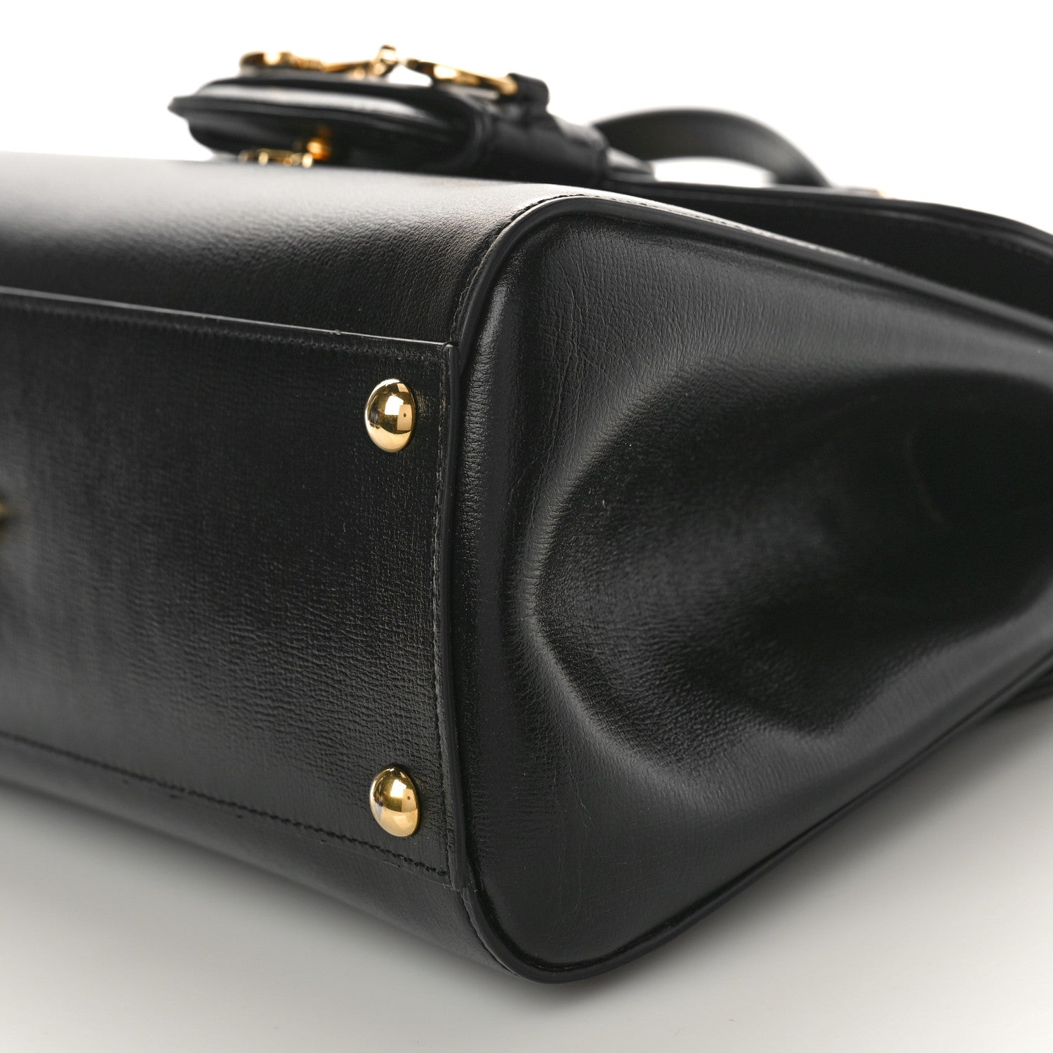 Gucci Textured Calfskin Medium Horsebit 1955 Top Handle Bag Black 8 of 8