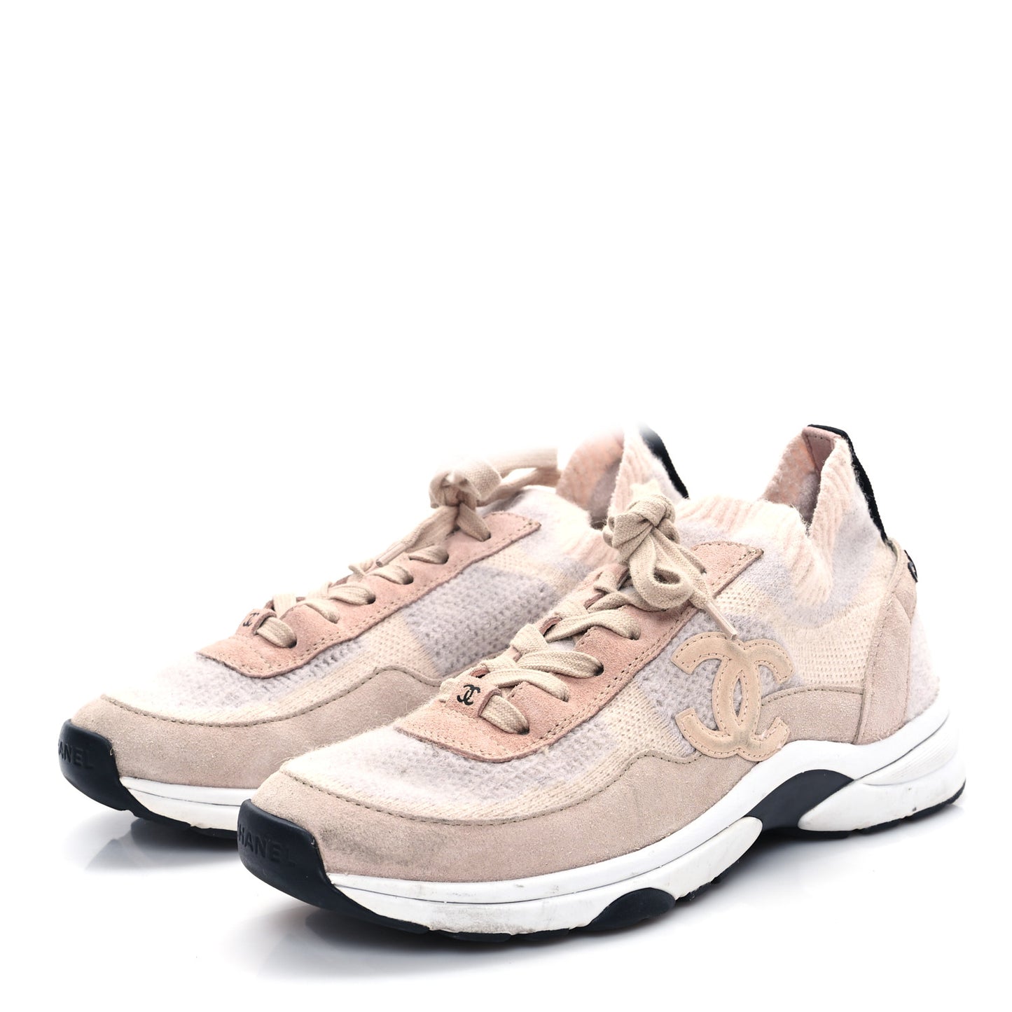 Mesh Suede Fabric Womens CC Sneakers 38 Light Pink