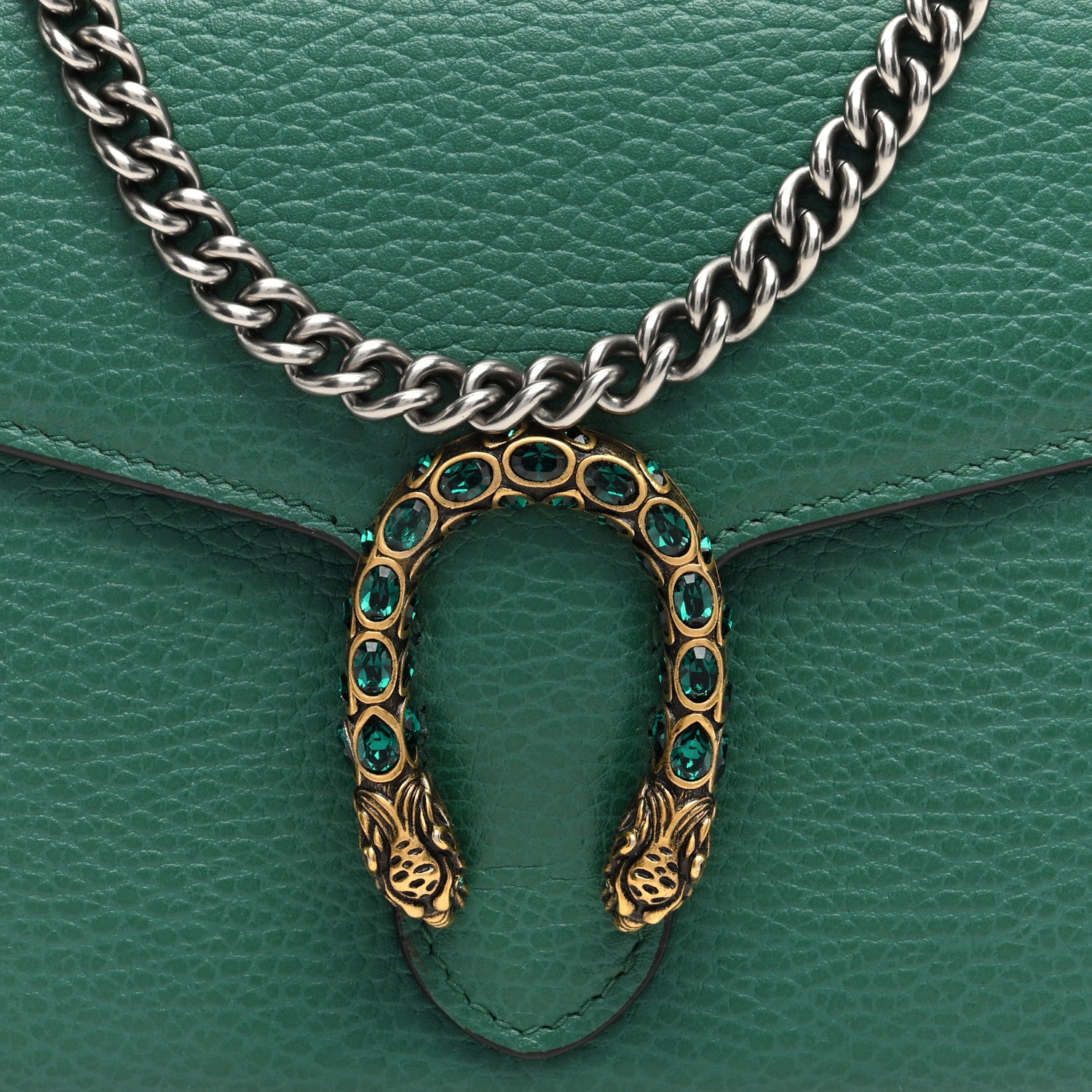 Gucci Calfskin Mini Dionysus Chain Wallet Emerald 6 of 8