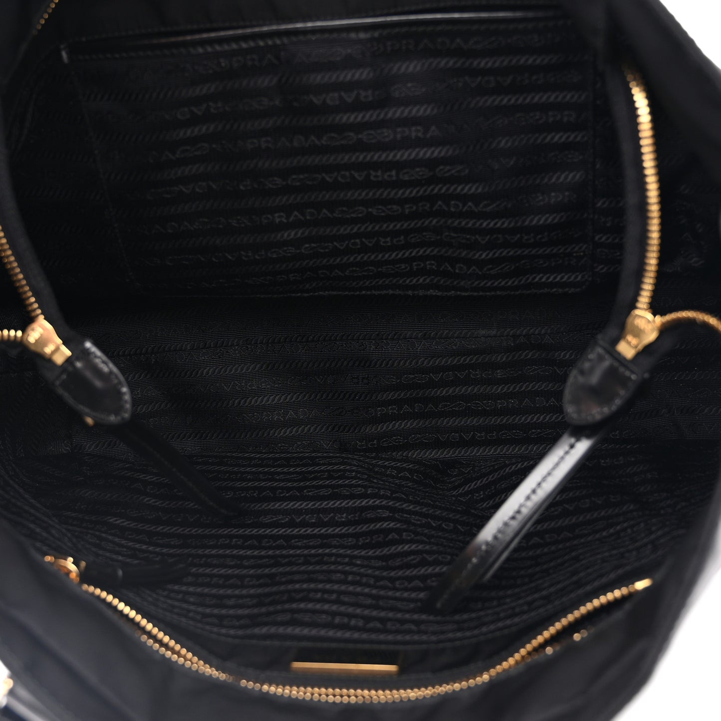 Tessuto Nylon Calfskin Shopping Tote Black