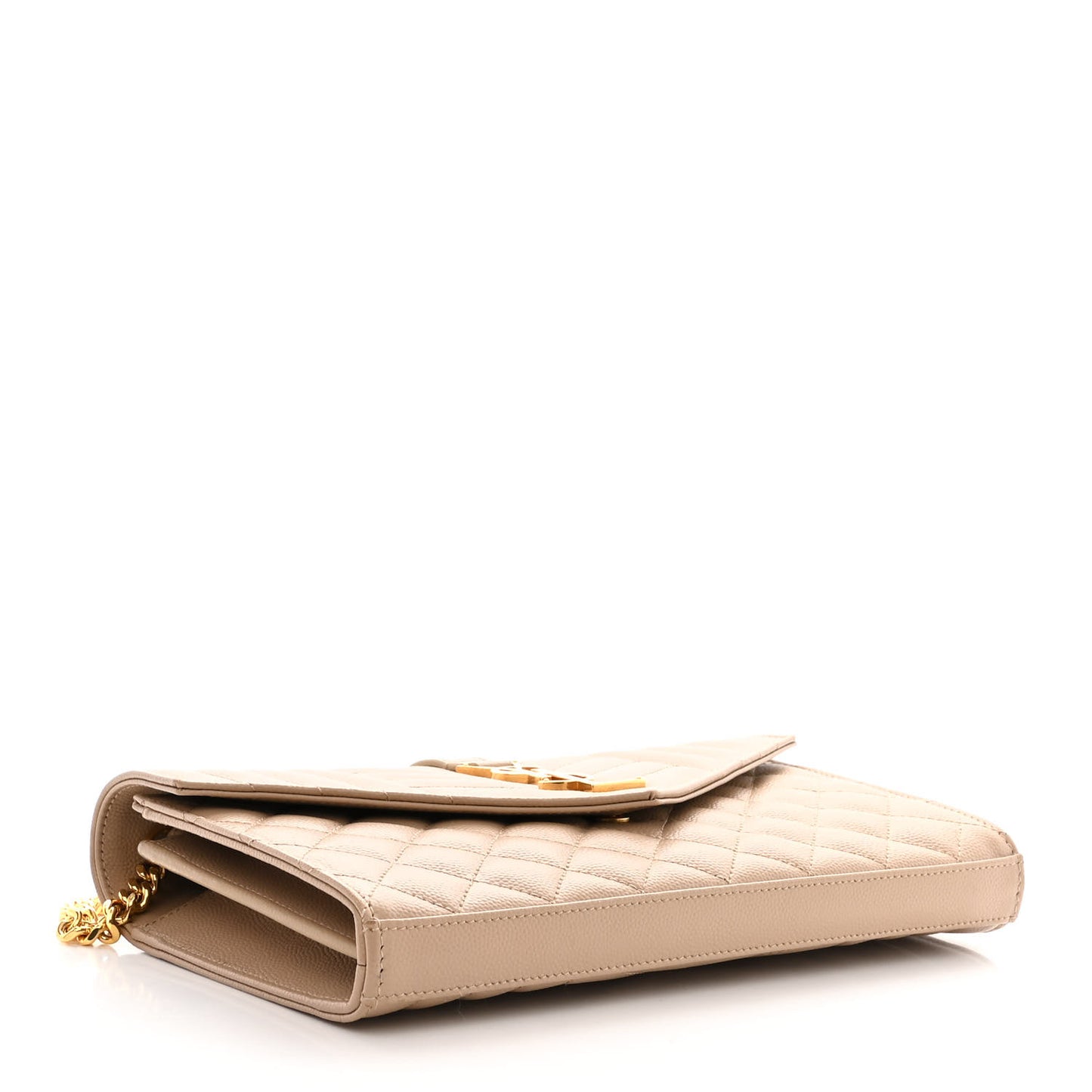 Grain De Poudre Mixed Matelasse Triquilt Monogram Chain Wallet Dark Beige
