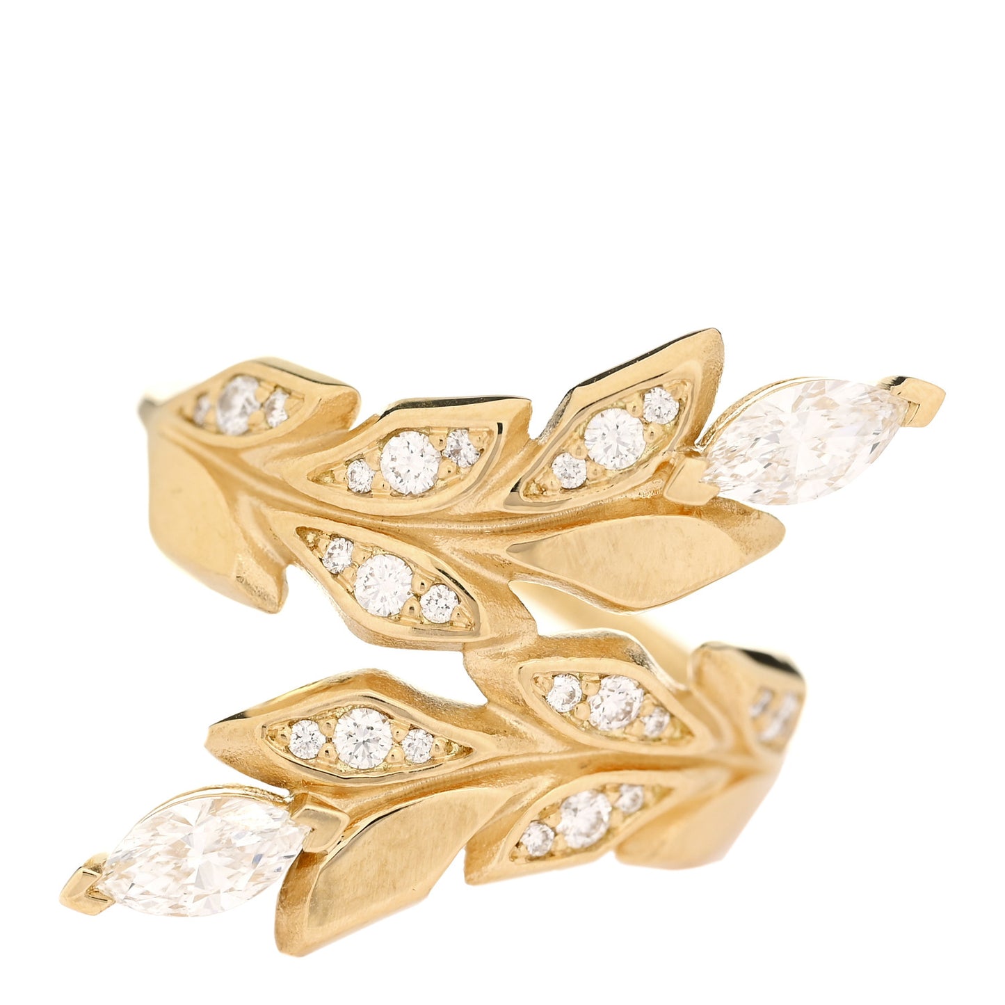 18K Yellow Gold Diamond Victoria Vine Bypass Ring 49 5