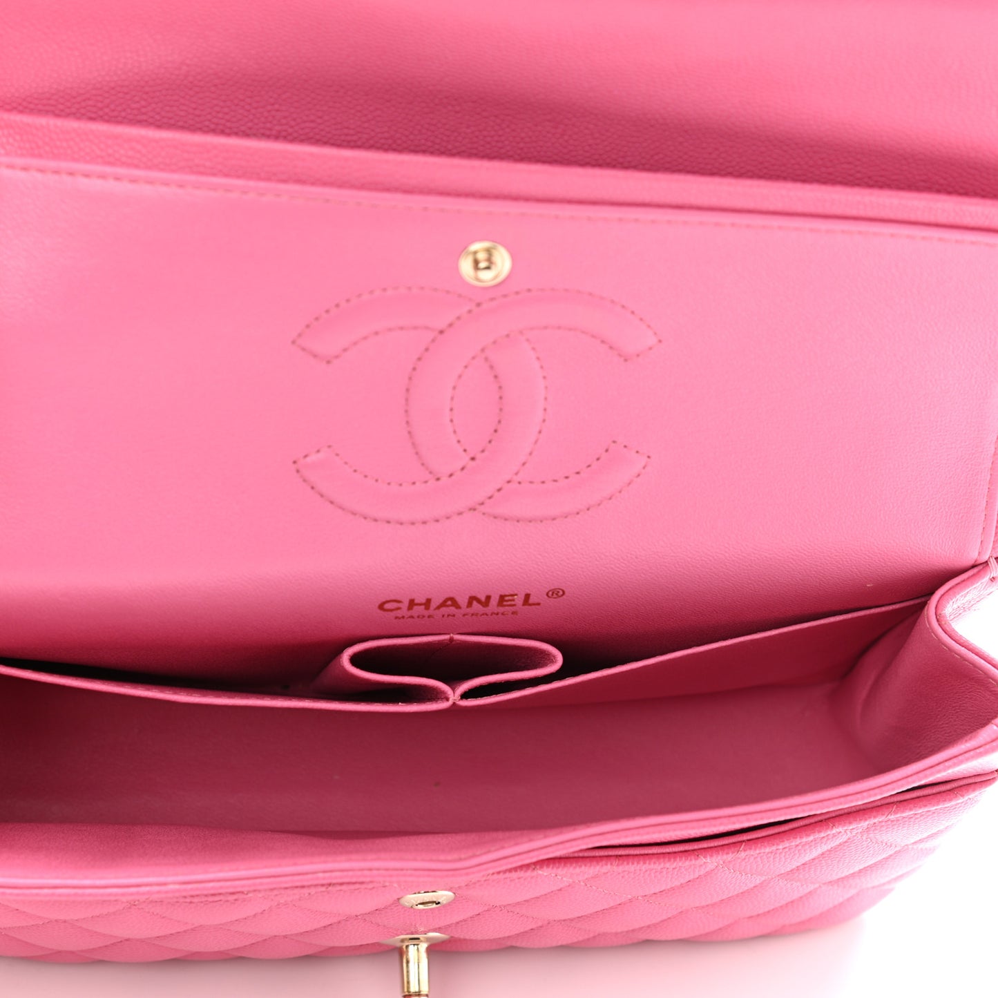 Caviar Quilted Medium Double Flap Pink