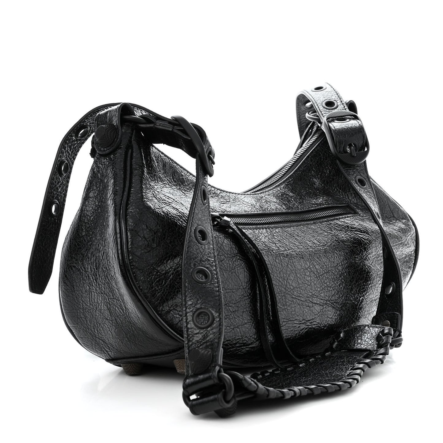 Agneau Arena Monochrome Small Le Cagole Shoulder Bag Black