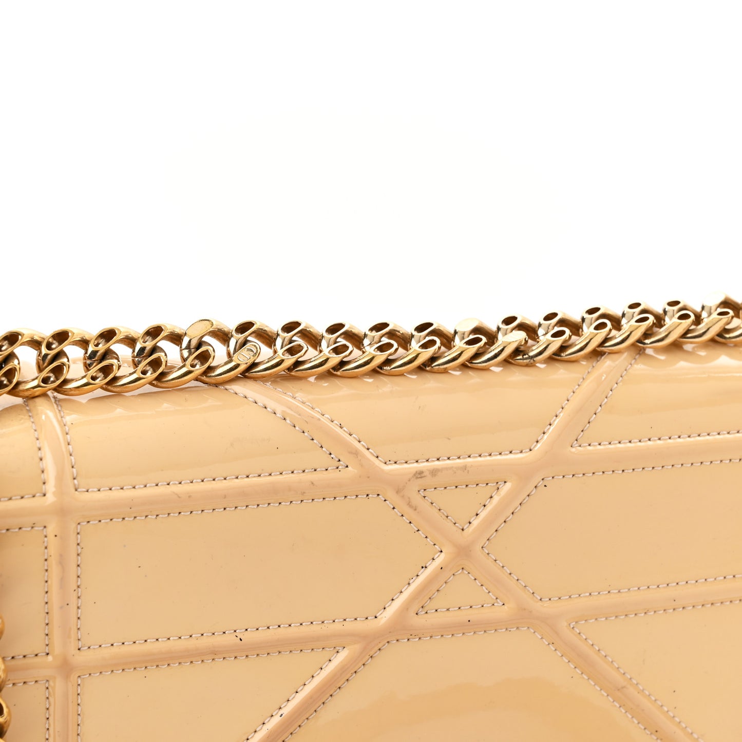 Patent Calfskin Medium Diorama Flap Bag Beige