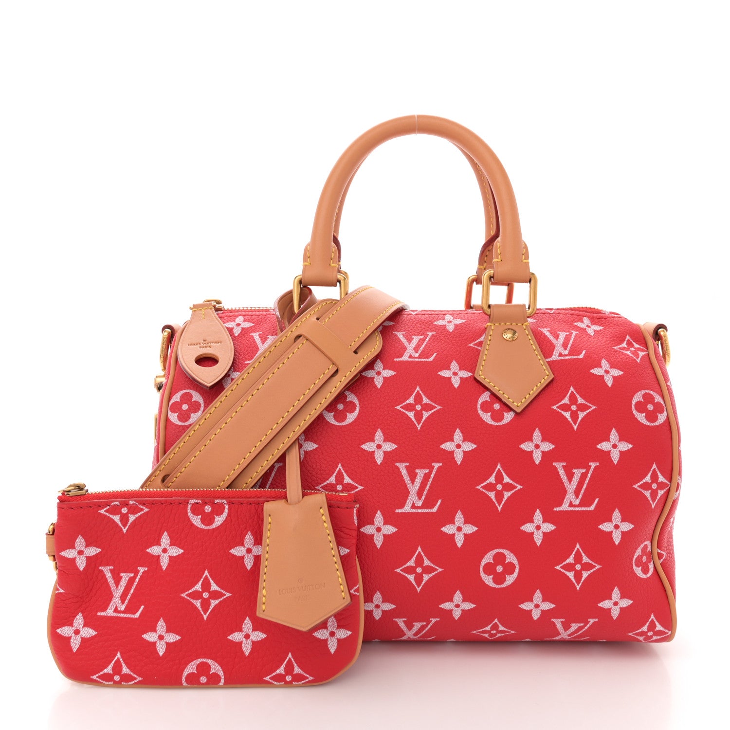 Louis Vuitton Soft Calfskin Monogram Speedy P9 Bandouliere 25 Red 2 of 12