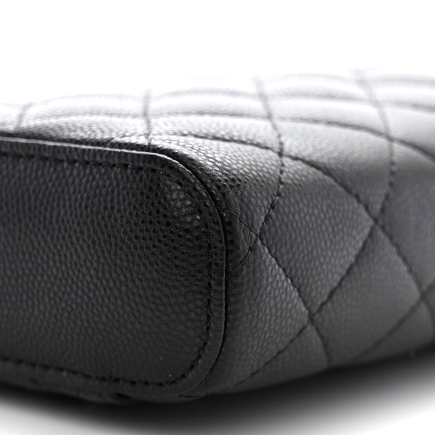 Caviar Quilted Phone Holder With Chain Black